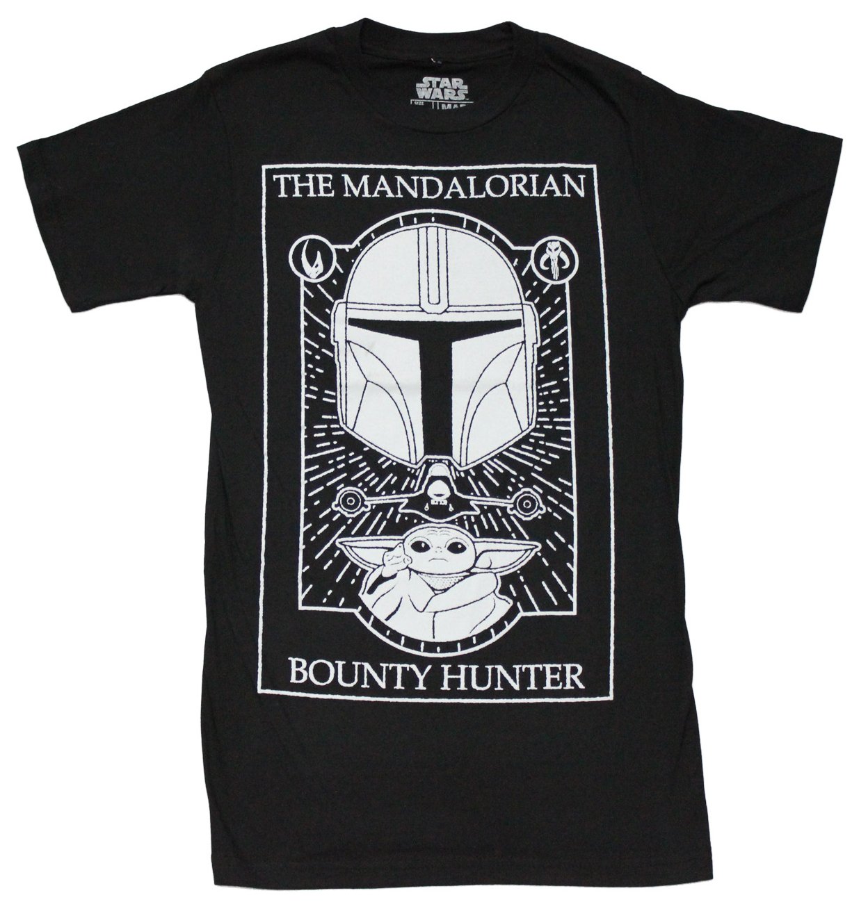 Star Wars New Adult T-Shirt - The Mandalorian Bounty Hunter Grogu 