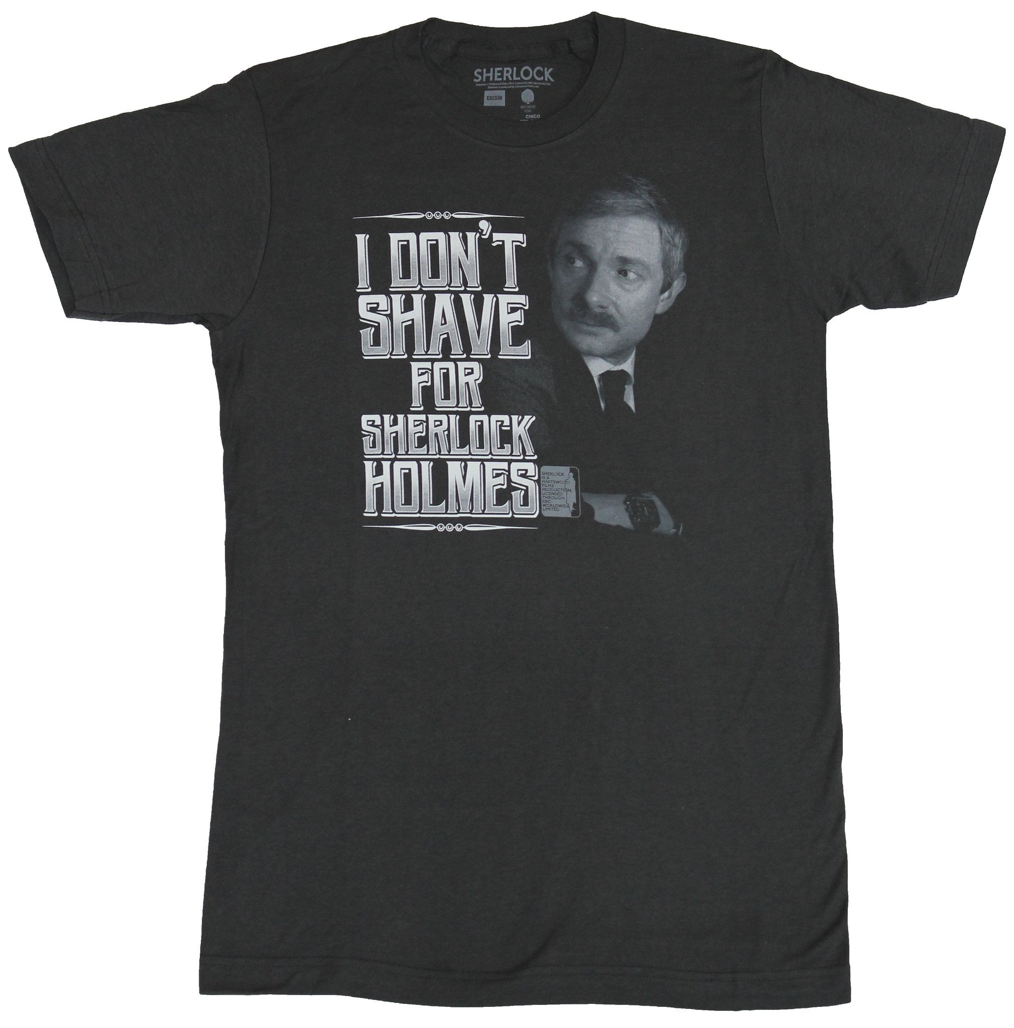 Sherlock (BBC TV Series) Adult New T-Shirt - I Don't Shave For