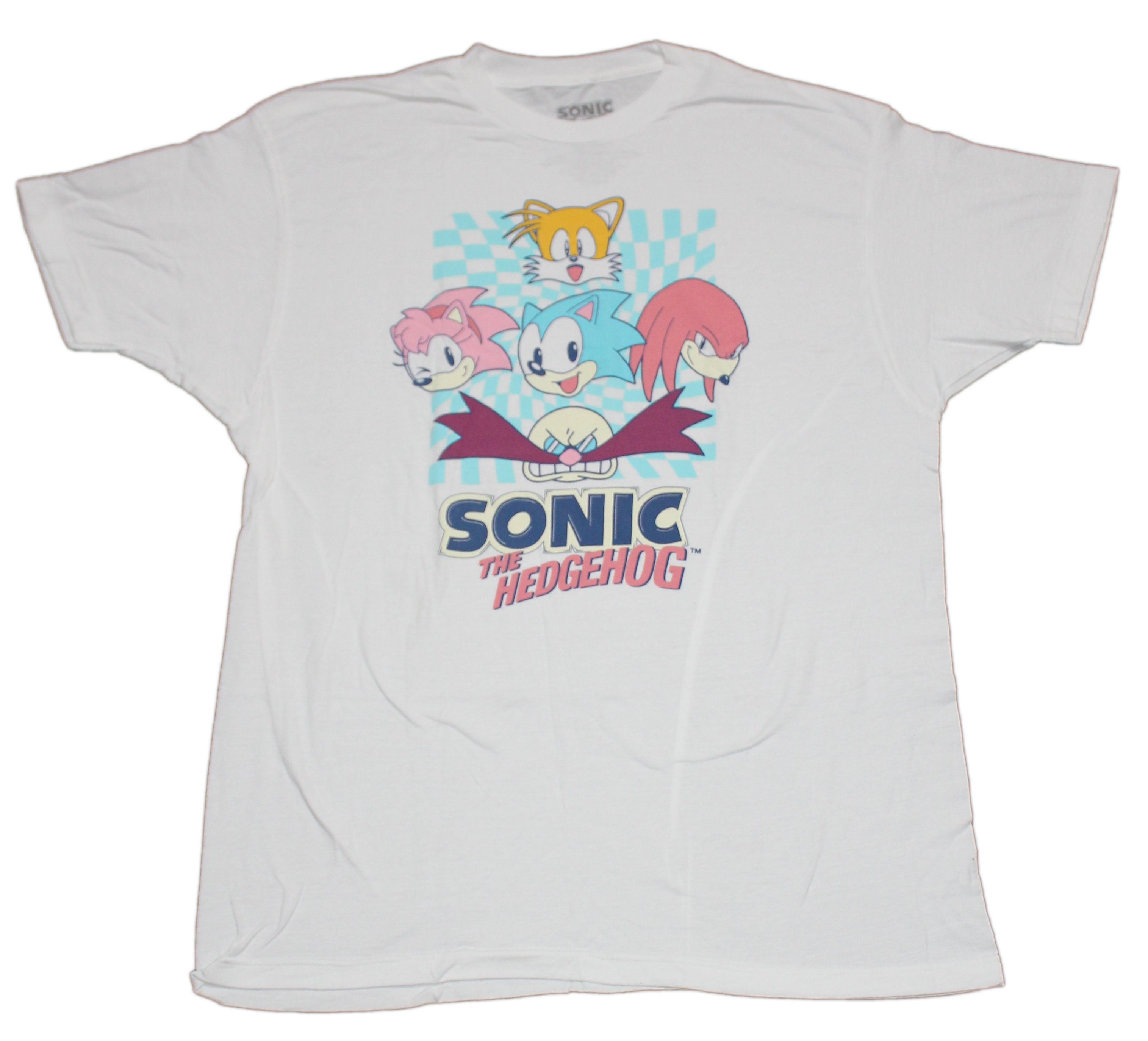 Sonic the Hedgehog New Adult T-Shirt - Checkered Heads Over