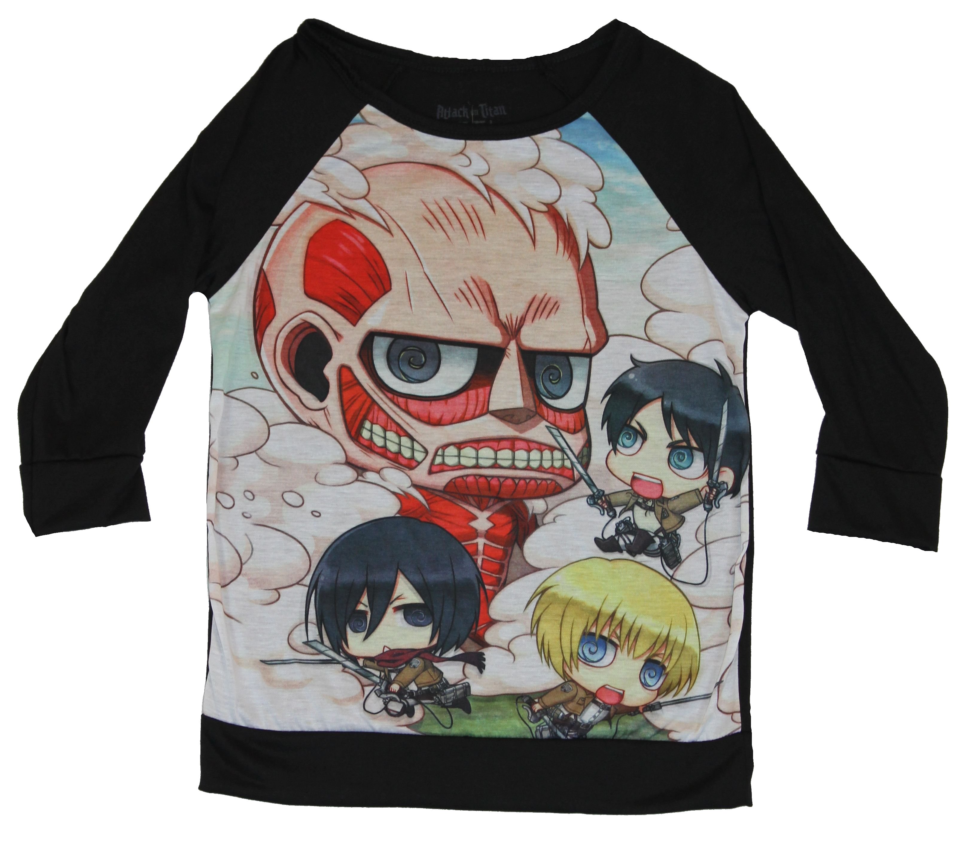 ぱんだ Attack on Titan Girls Juniors Light Sweatshirt - Chibi Style