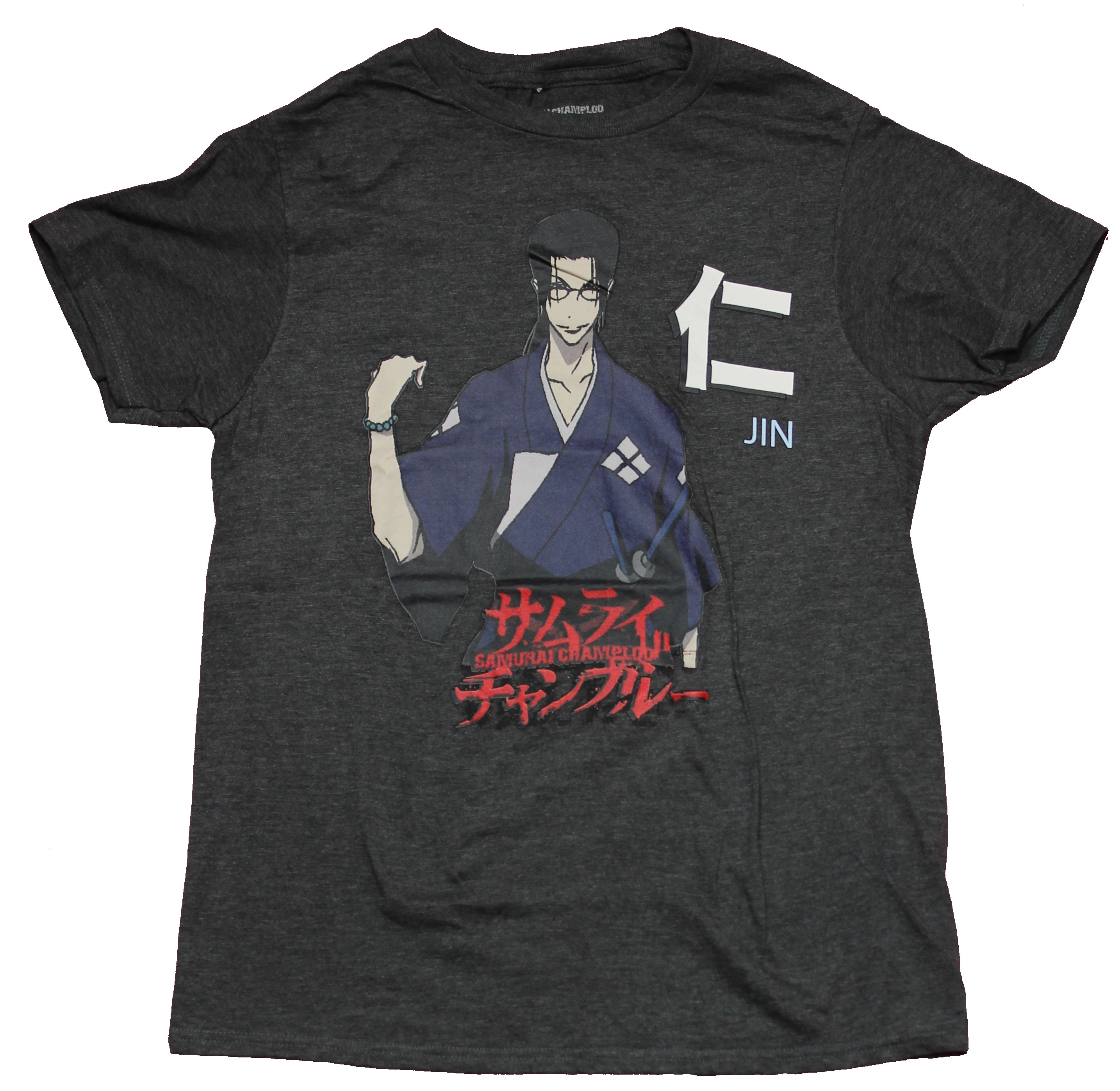Samurai Champloo New Adult T-Shirt Jin Sce Over Logo
