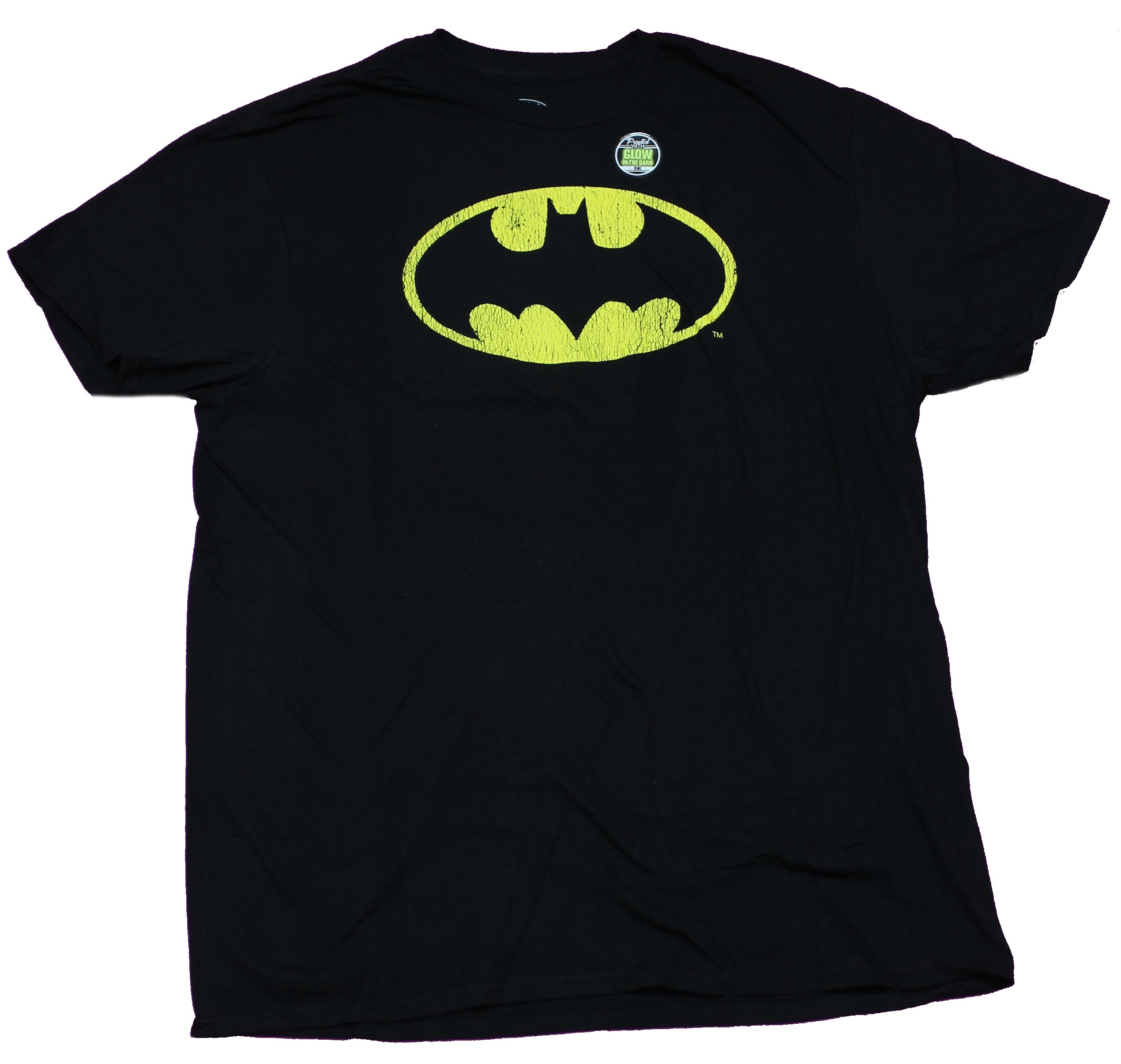 Batman Mens T-Shirt - Distressed Classic Oval Glow in The Dark Logo - Bild 1 von 2
