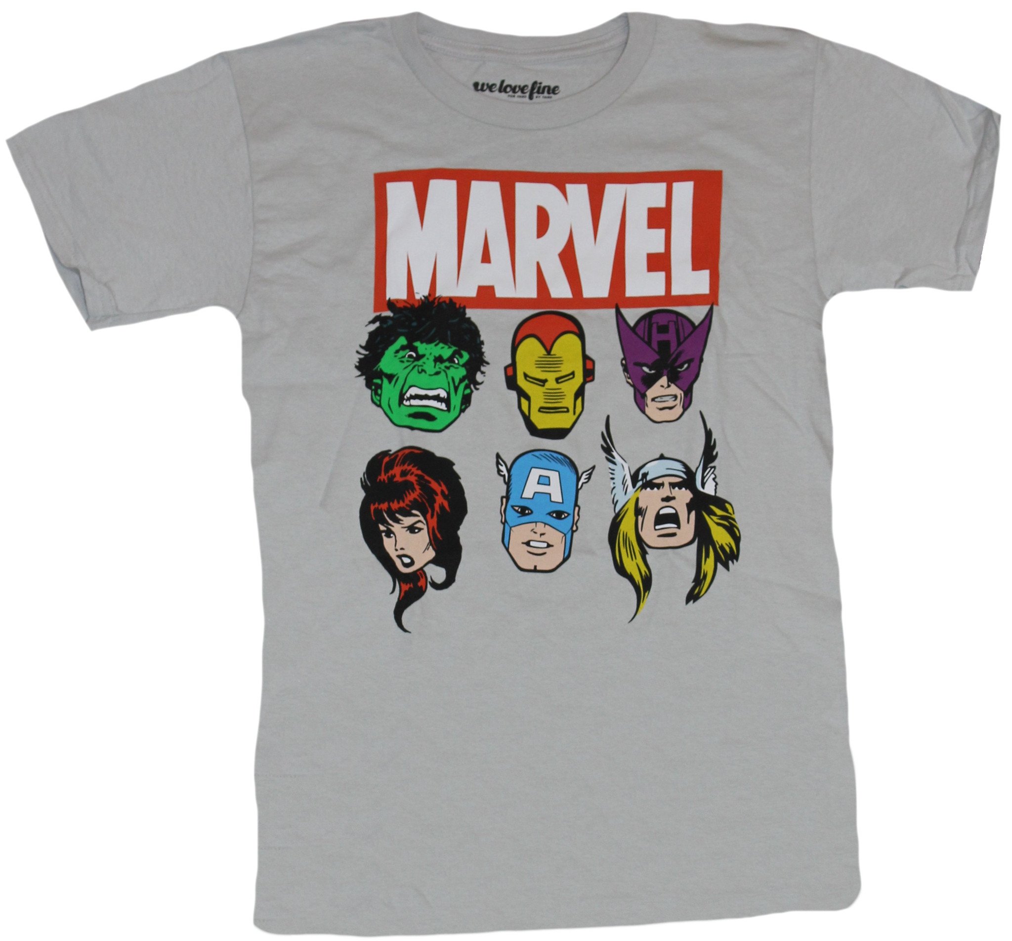 Marvel Comics Adult New T-Shirt - Six Heroes Below Classic Red