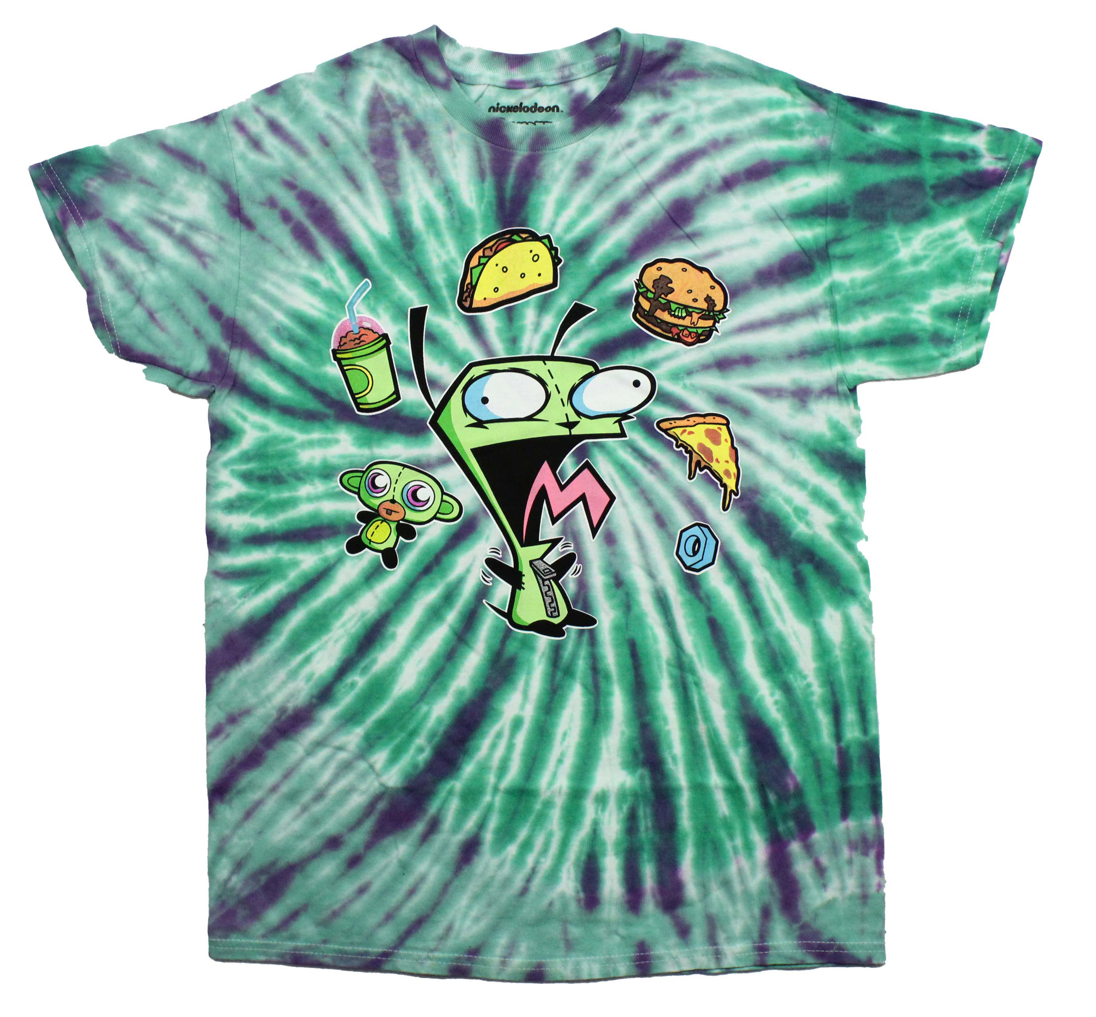 Invader Zim New Adult T-Shirt - Gir Centered Around Food Tie Dye