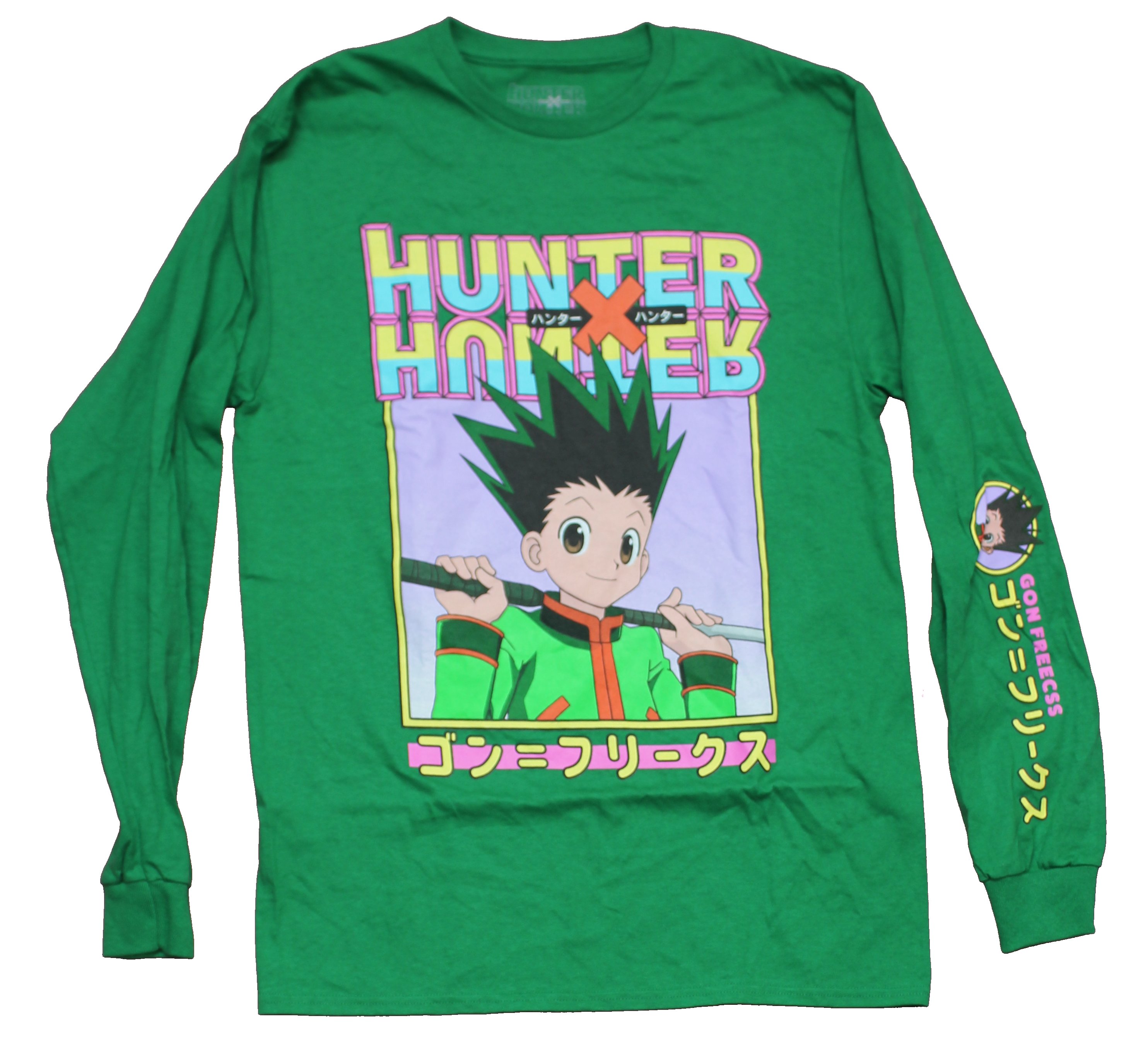 HUNTER / ハンター ORIGINAL LONG SLEEVE T-SHIRT GRAY Hunter X Hunter Mens Long Sleeve T-Shirt - Gon Waving Name