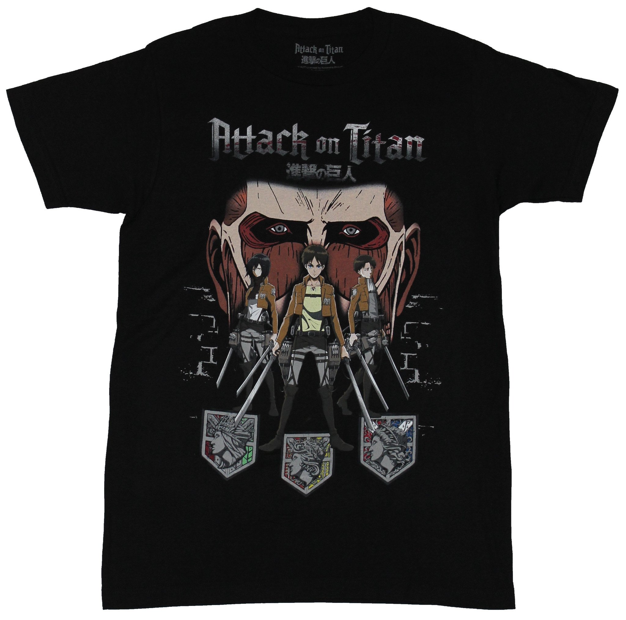 Attack on Titan Adult New T-Shirt The Survey Corps Trio Under