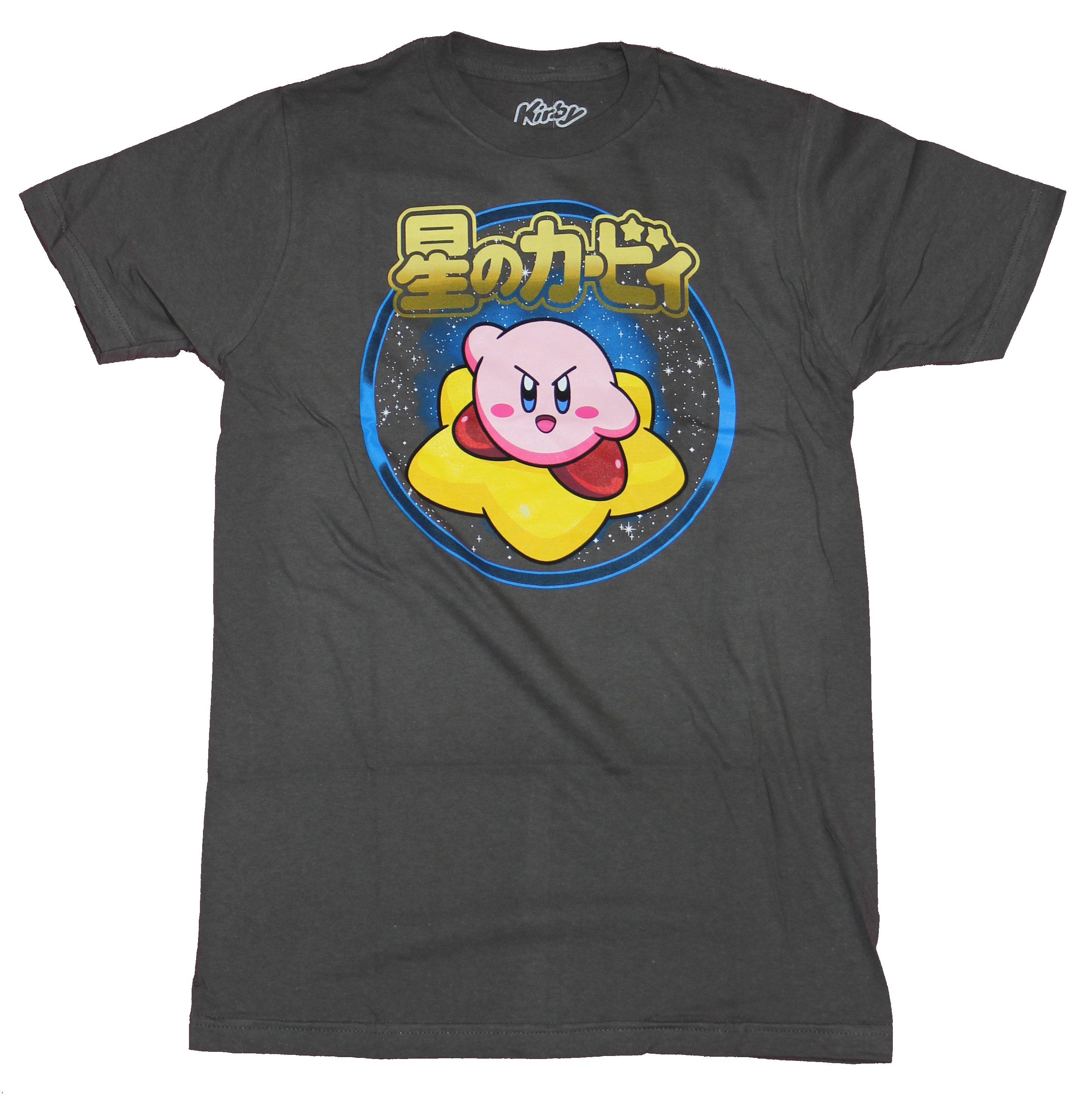 Kirby Mens T Shirt Kirby Ready To Fight In Stars Under Kanji Image Ebay