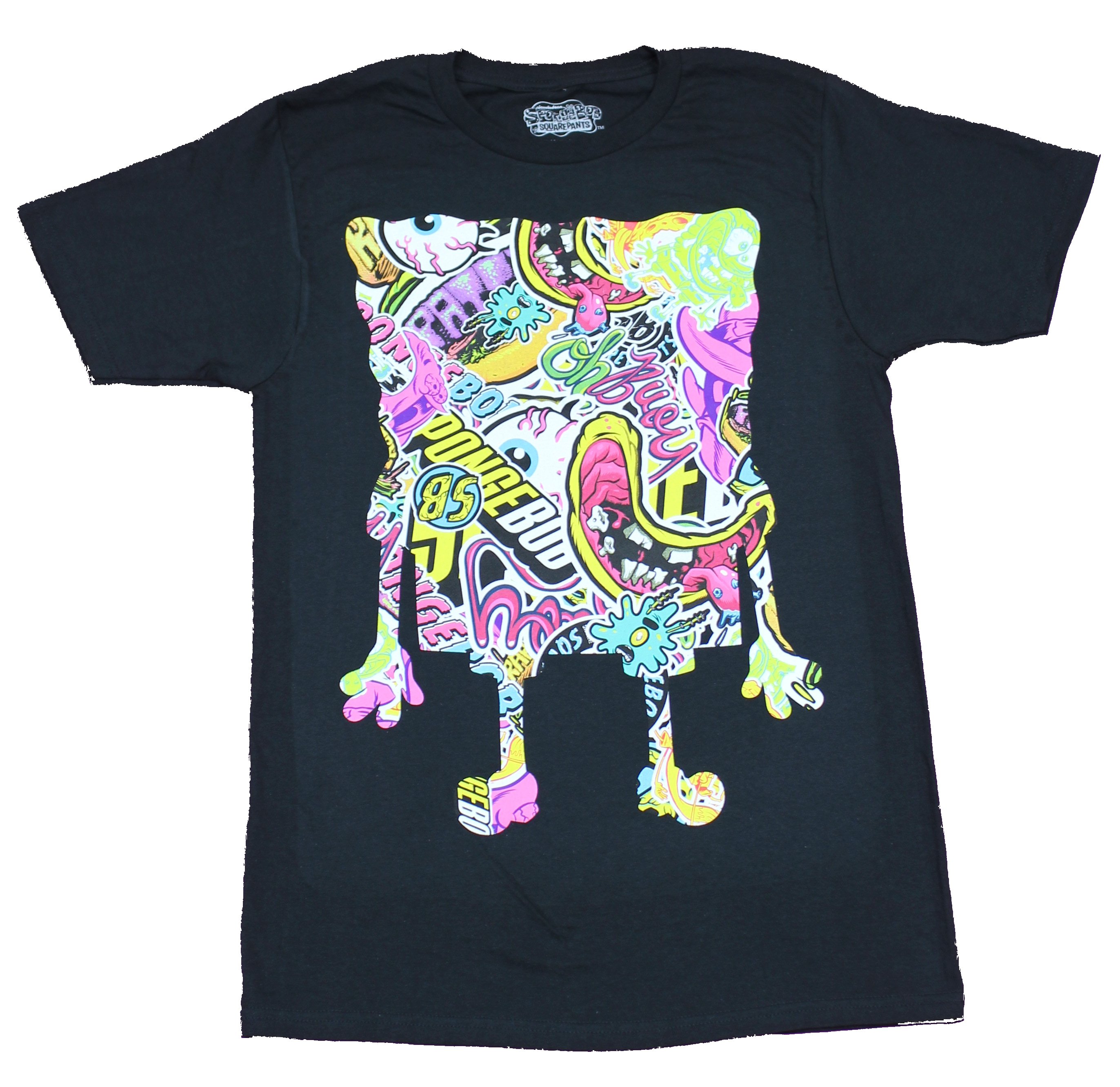 Spongebob Schwammkopf Herren T-Shirt - Bunt Splatter gefüllt Bob Bild - Bild 1 von 2