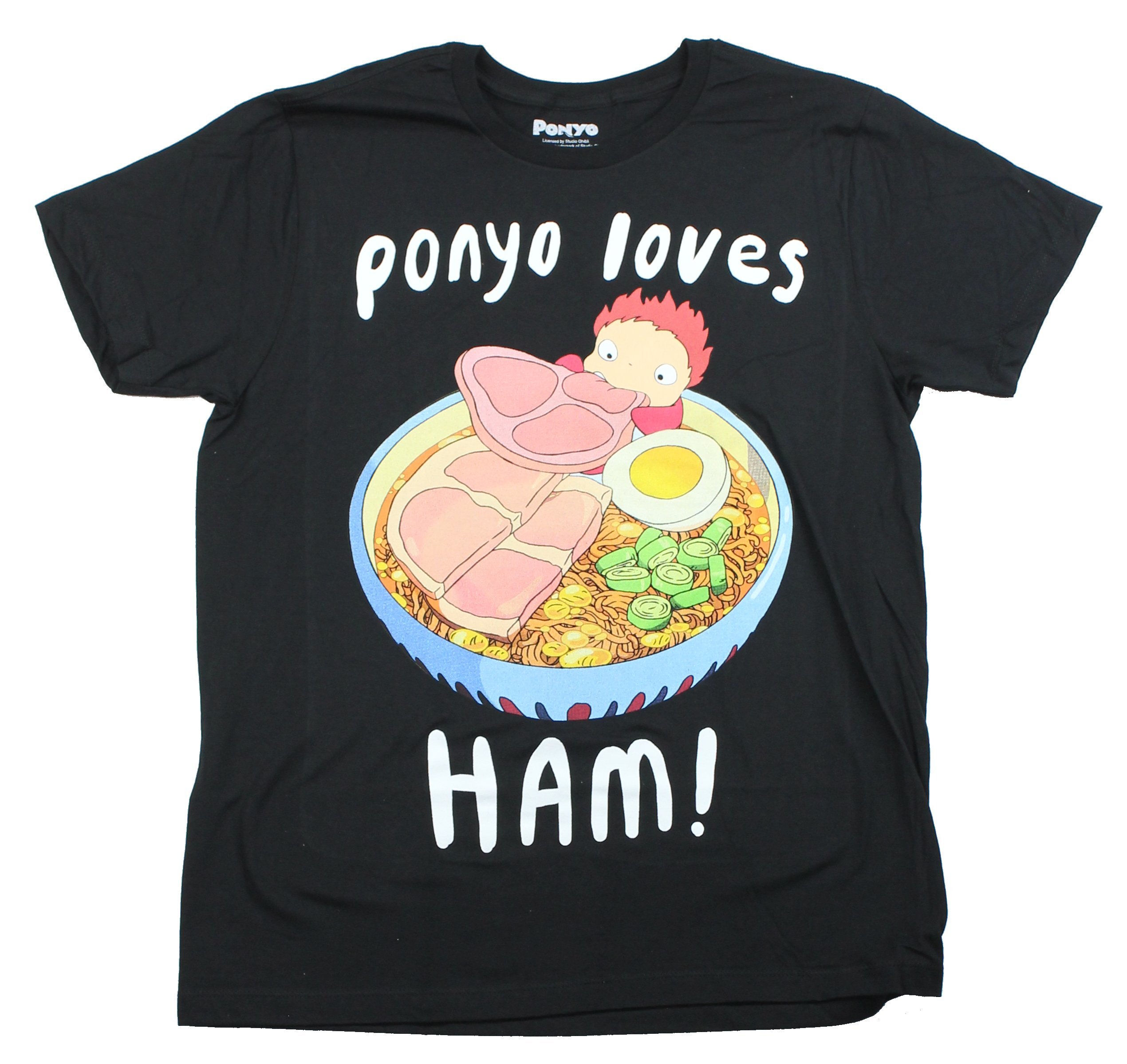 Ponyo Mens T-Shirt - Ponyo Loves Ham! Eating Image | eBay