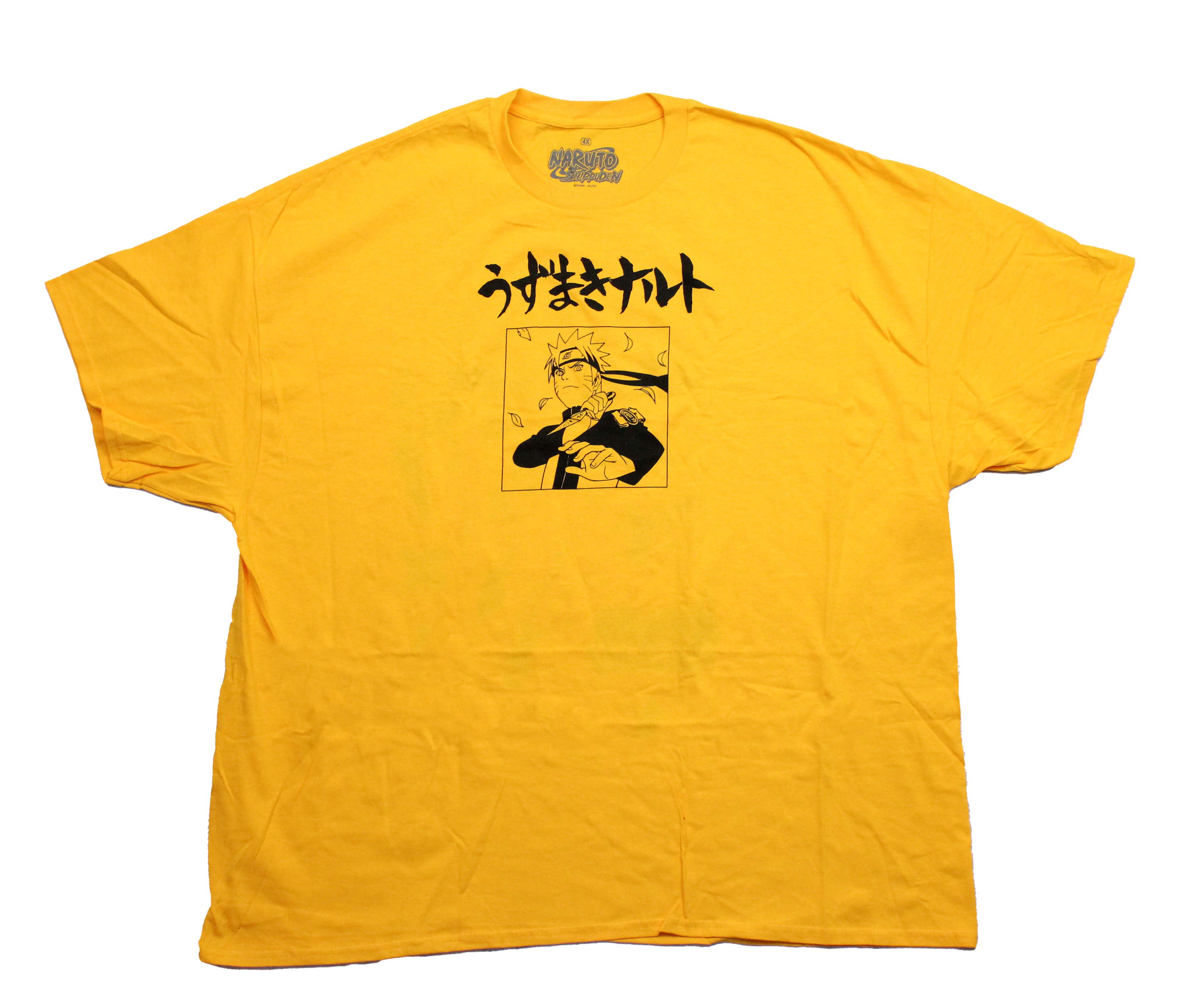 Naruto Shippuden New Adult T-Shirt - Outline Box Front Kanji Multi