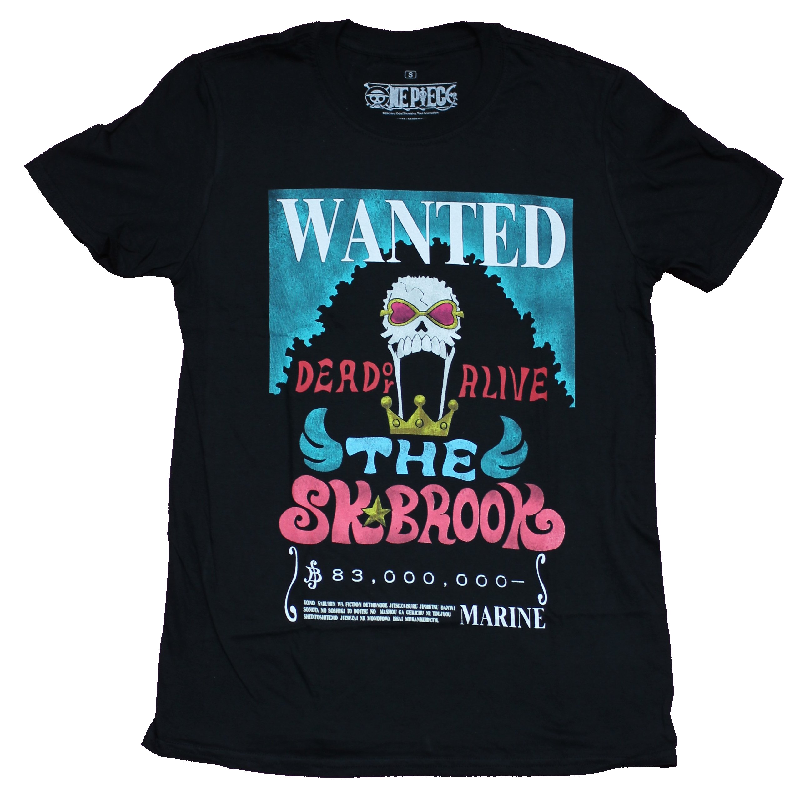 One Piece Mens T-Shirt - Wanted Dead Or Alive The SK Brook Poster