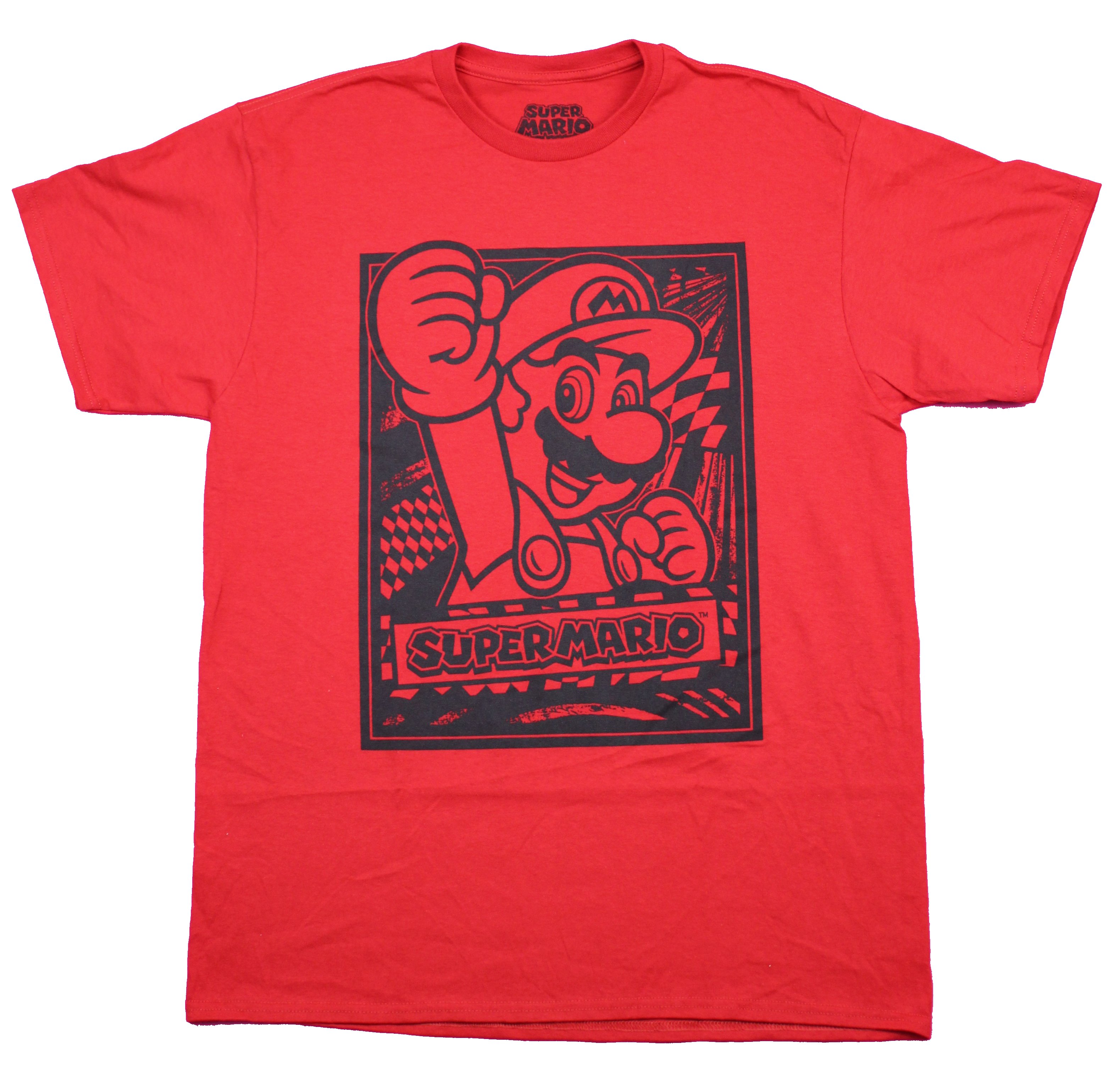Super Mario Brothers Mens T-Shirt - Mario Black Woodcut Style Image | eBay