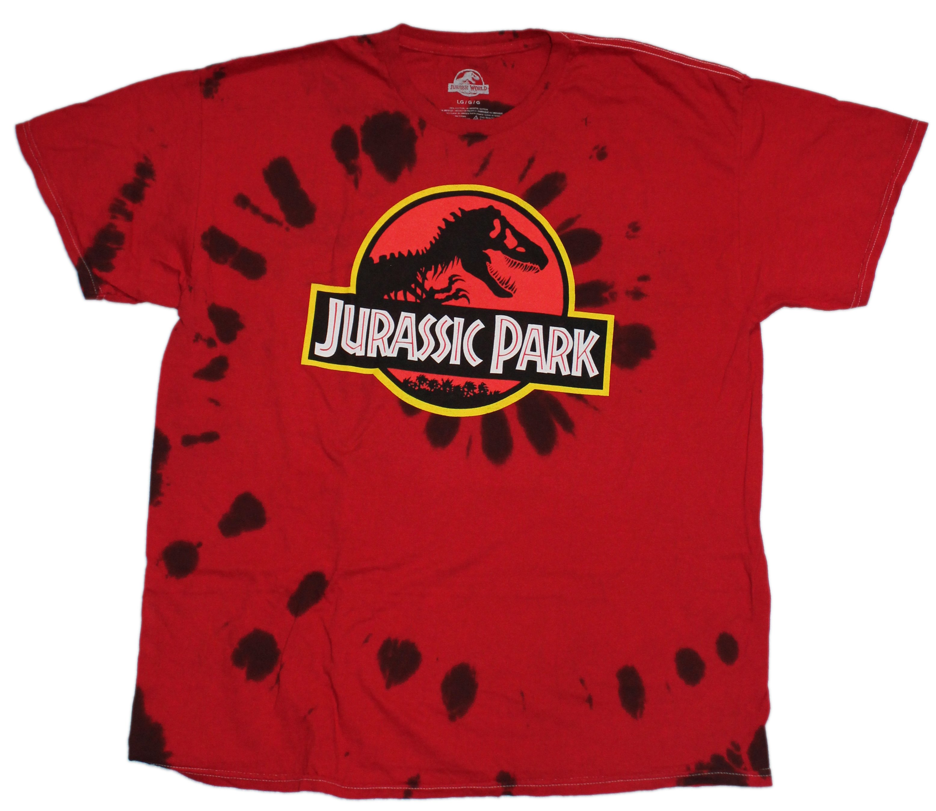 Jurassic Park New Adult T-Shirt -Classic Logo over red Tye Dye | eBay