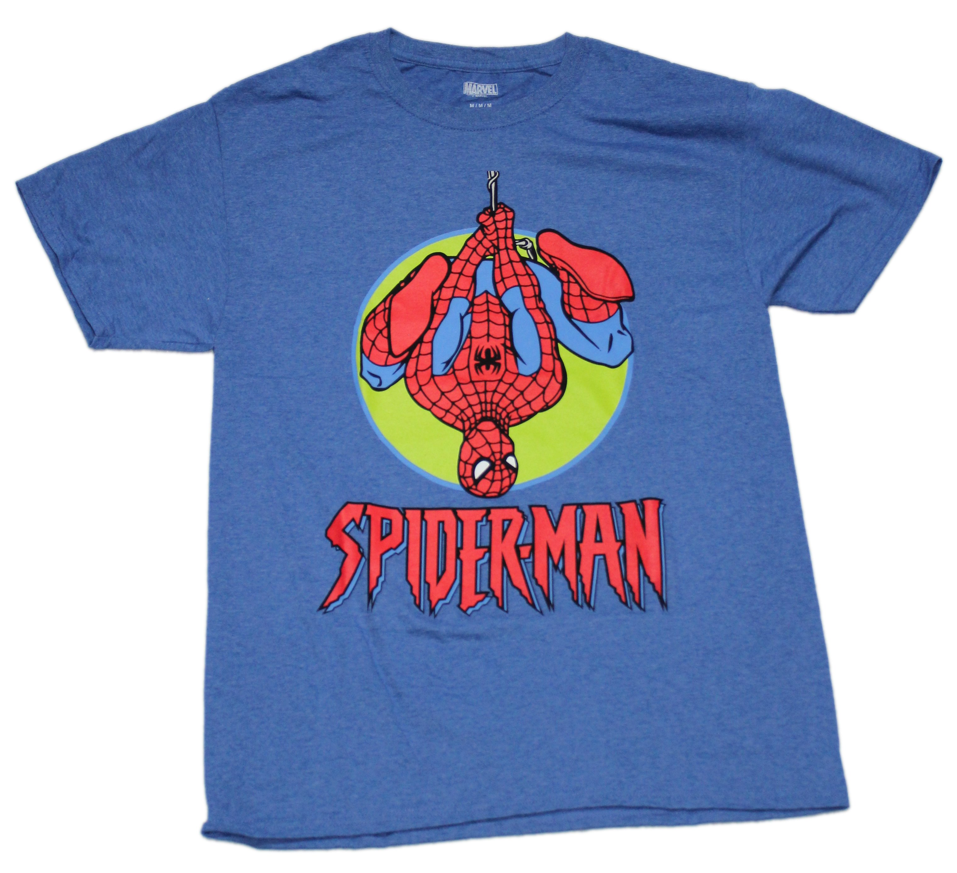 Spider-man New Adult T-Shirt - Comic style Upside Down Hang