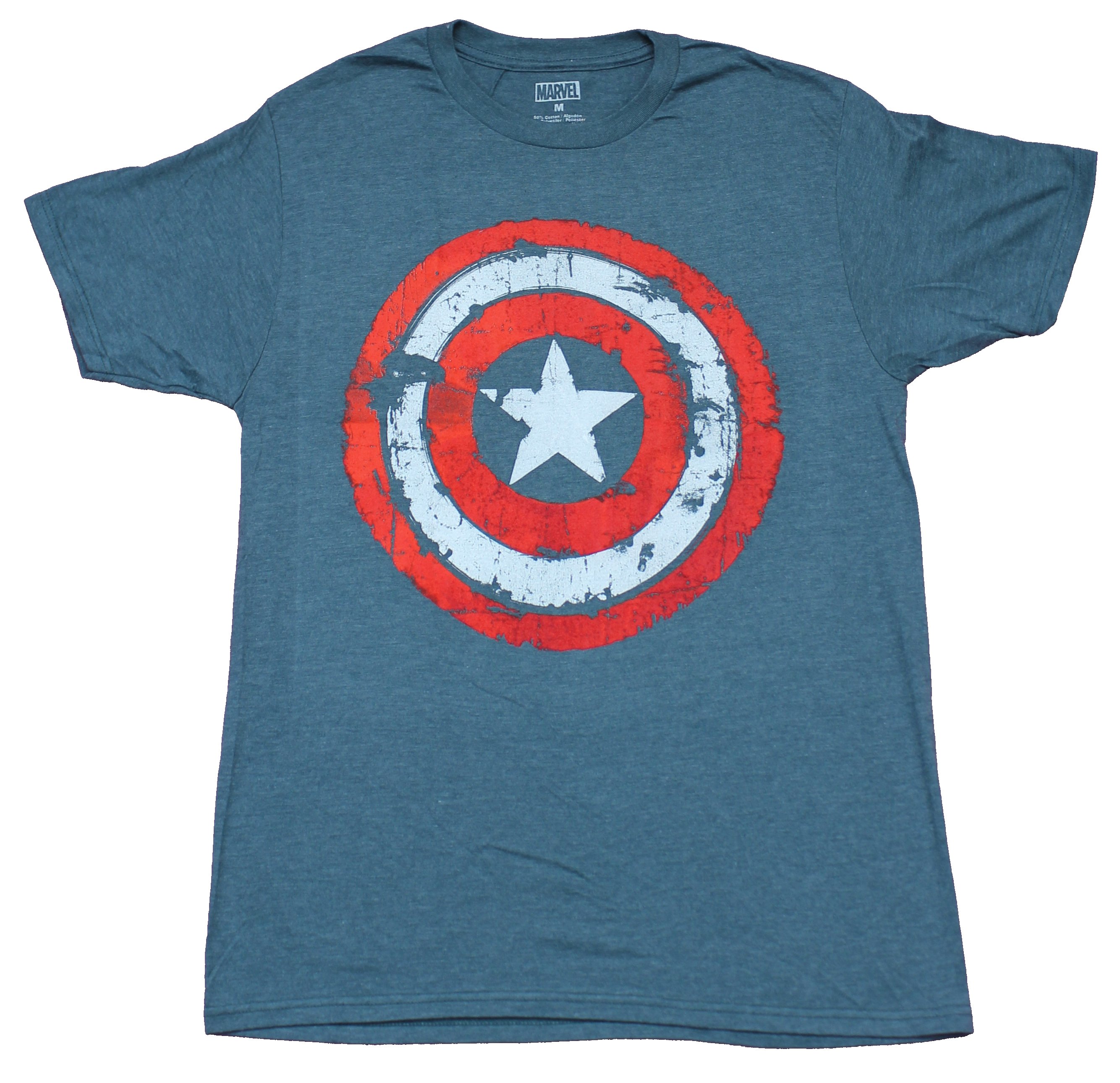 Captain America Shield Distressed T-Shirt Large Adult Captain America Shield Distressed T-Shirt Large Adult