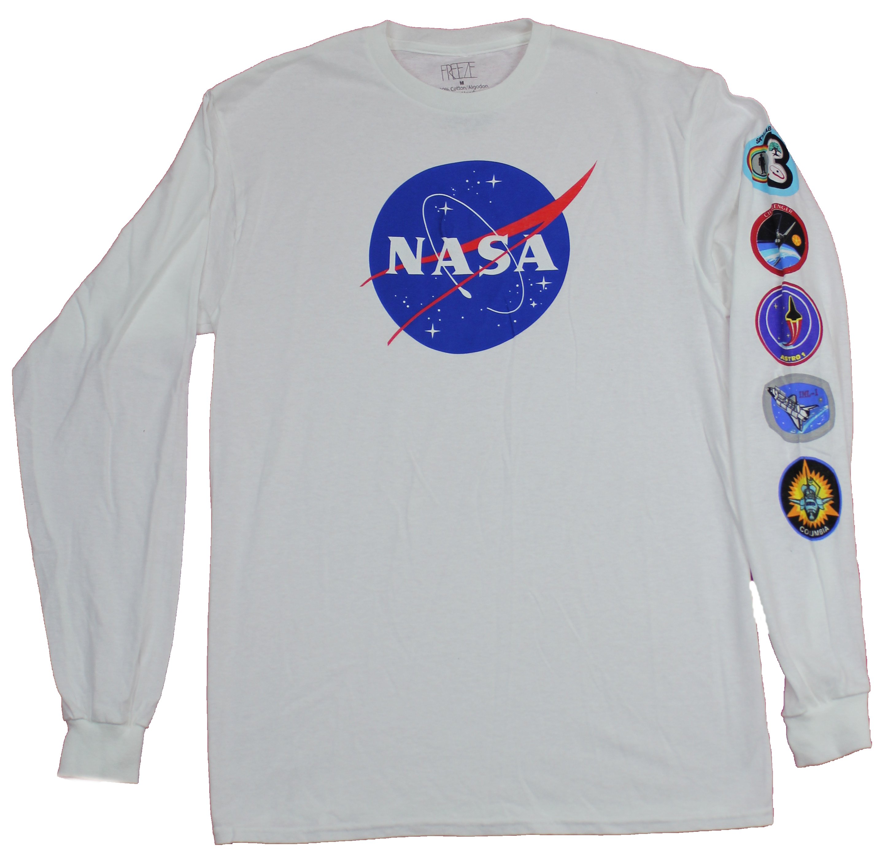 NASA Mens Long Sleeve T-Shirt - Classic Logo Space Patch Sleeves | eBay