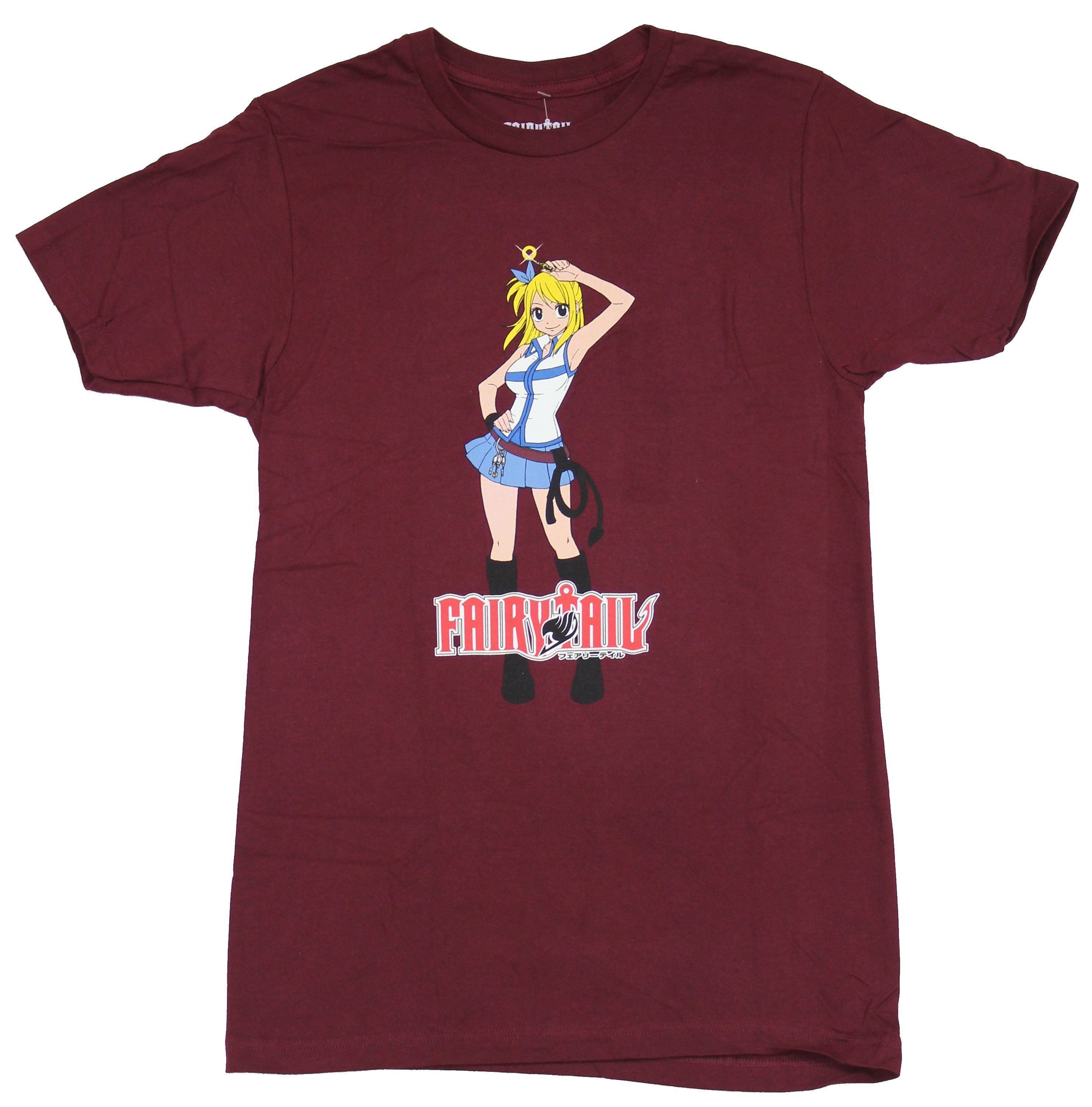 Fairy Tail Mens T Shirt Lucy Heartfilia Hand Up Over Logo Ebay