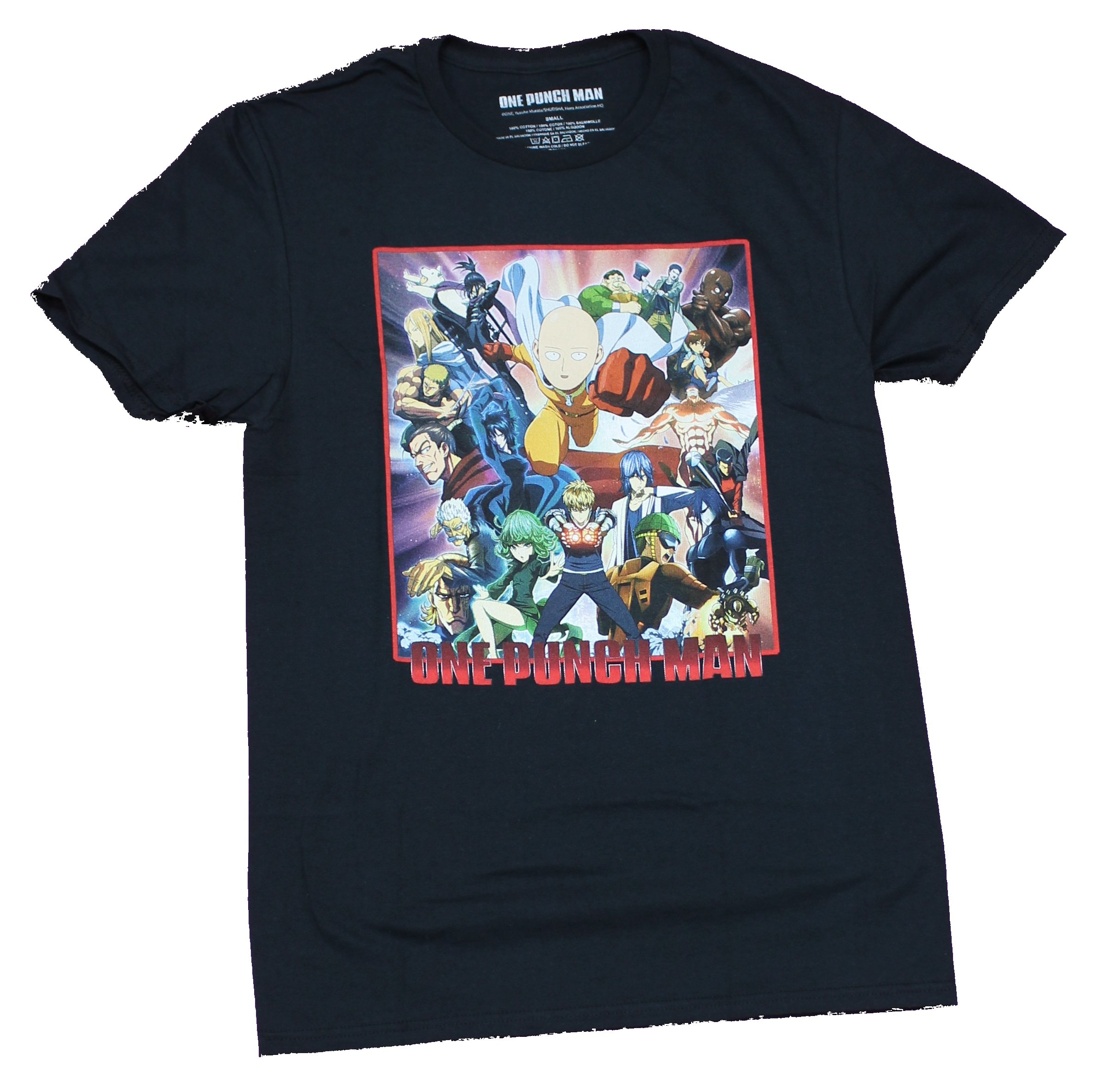 One Punch Man Mens T-Shirt - Giant Boxed Character Collage Pic - Foto 1 di 2
