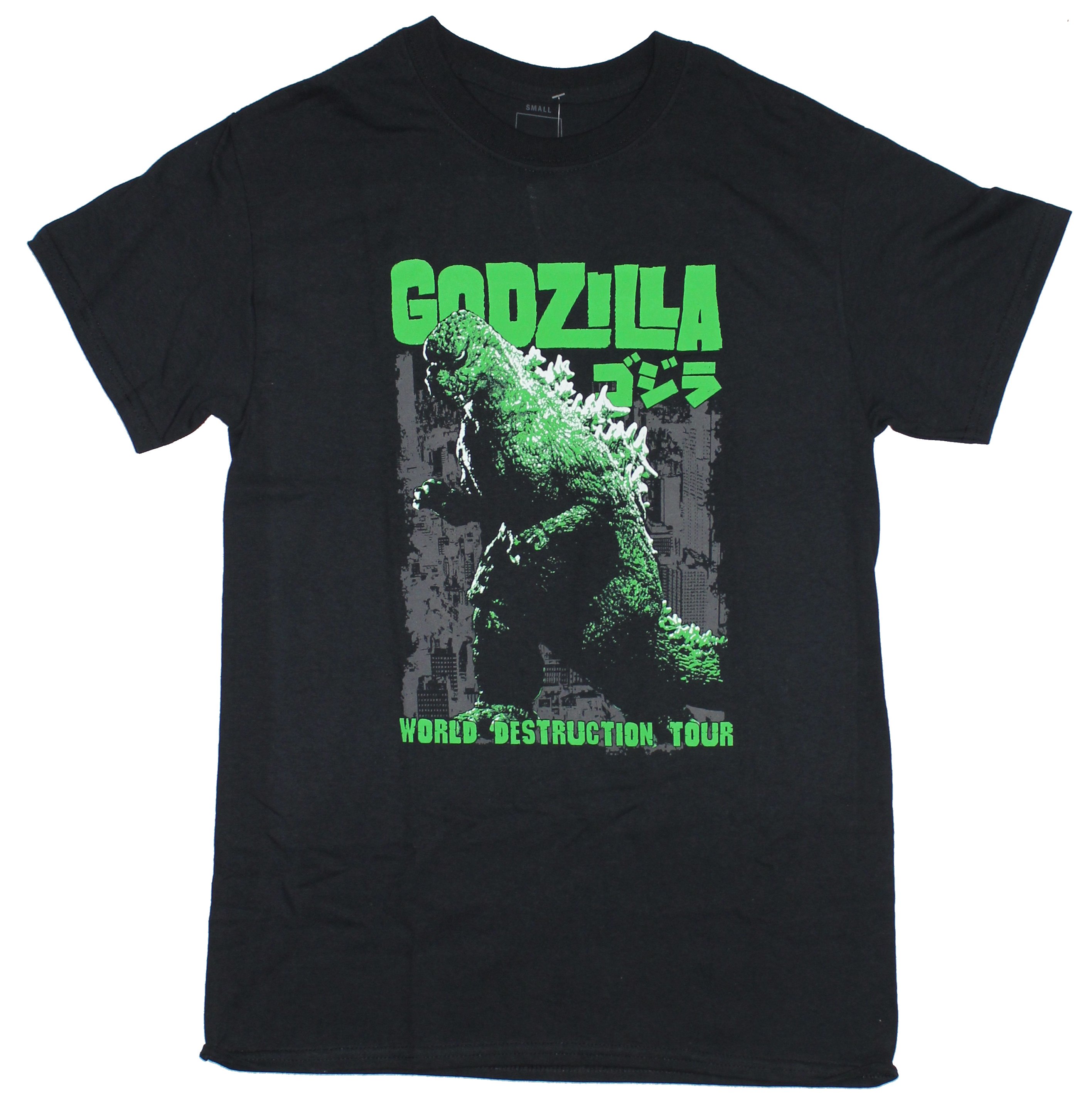 Godzilla Mens T-Shirt - Movie Style World Destruction Tour image | eBay