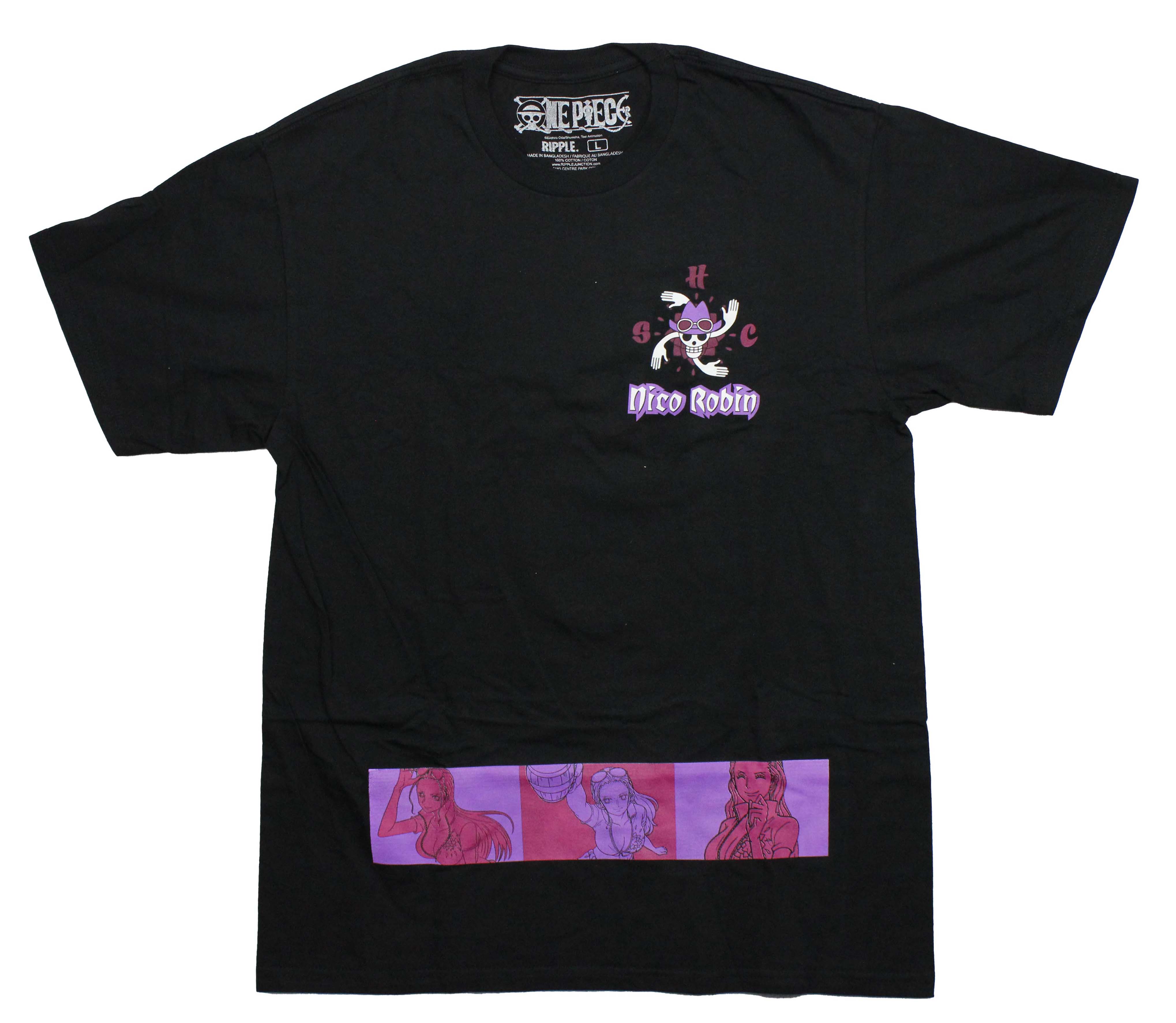 One Piece New Adult T-Shirt - Nico Robin Lapel Logo and Image on