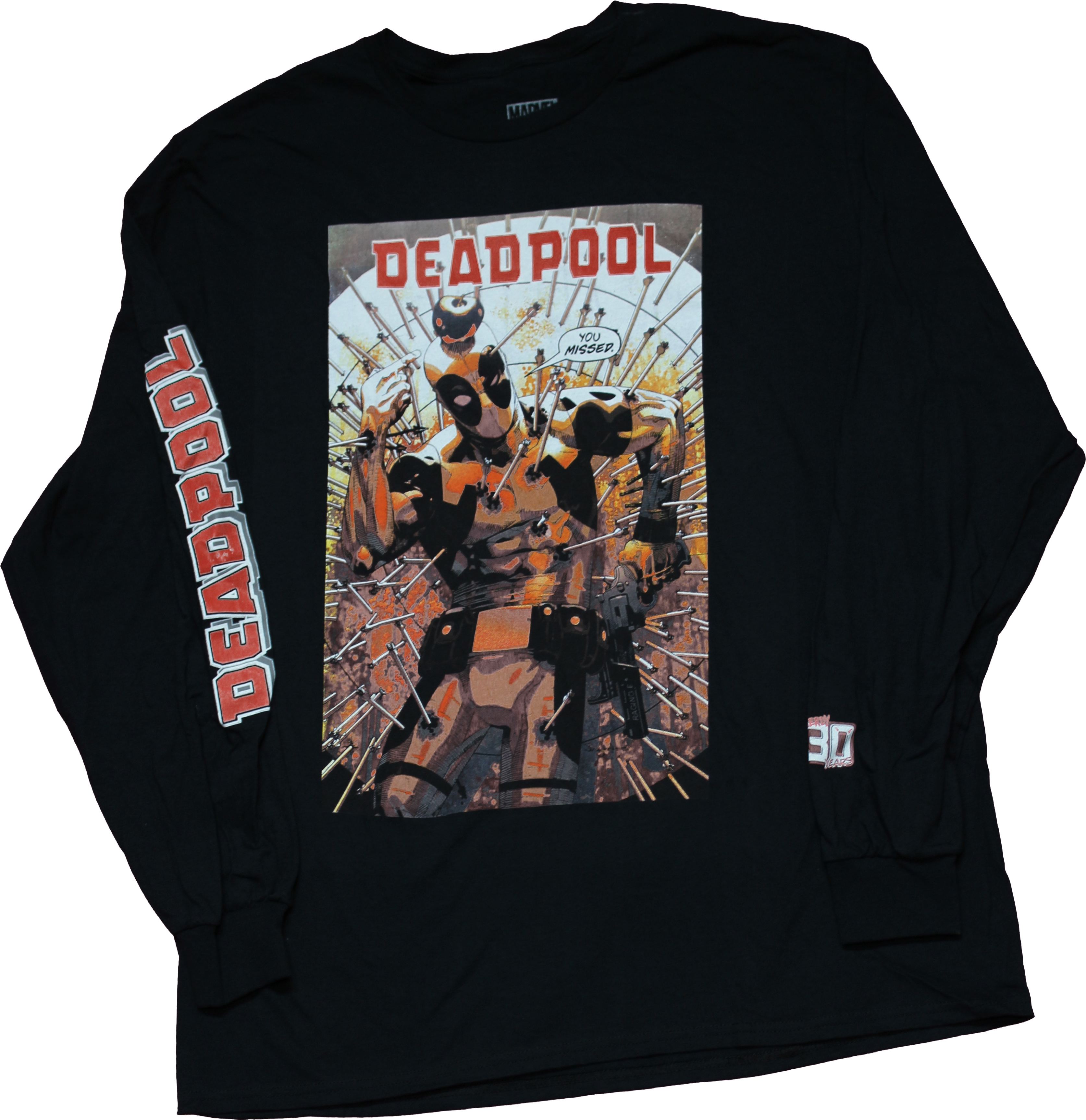 Deadpool Mens Long Sleeve T-Shirt - You Missed Amongst Arrows | eBay