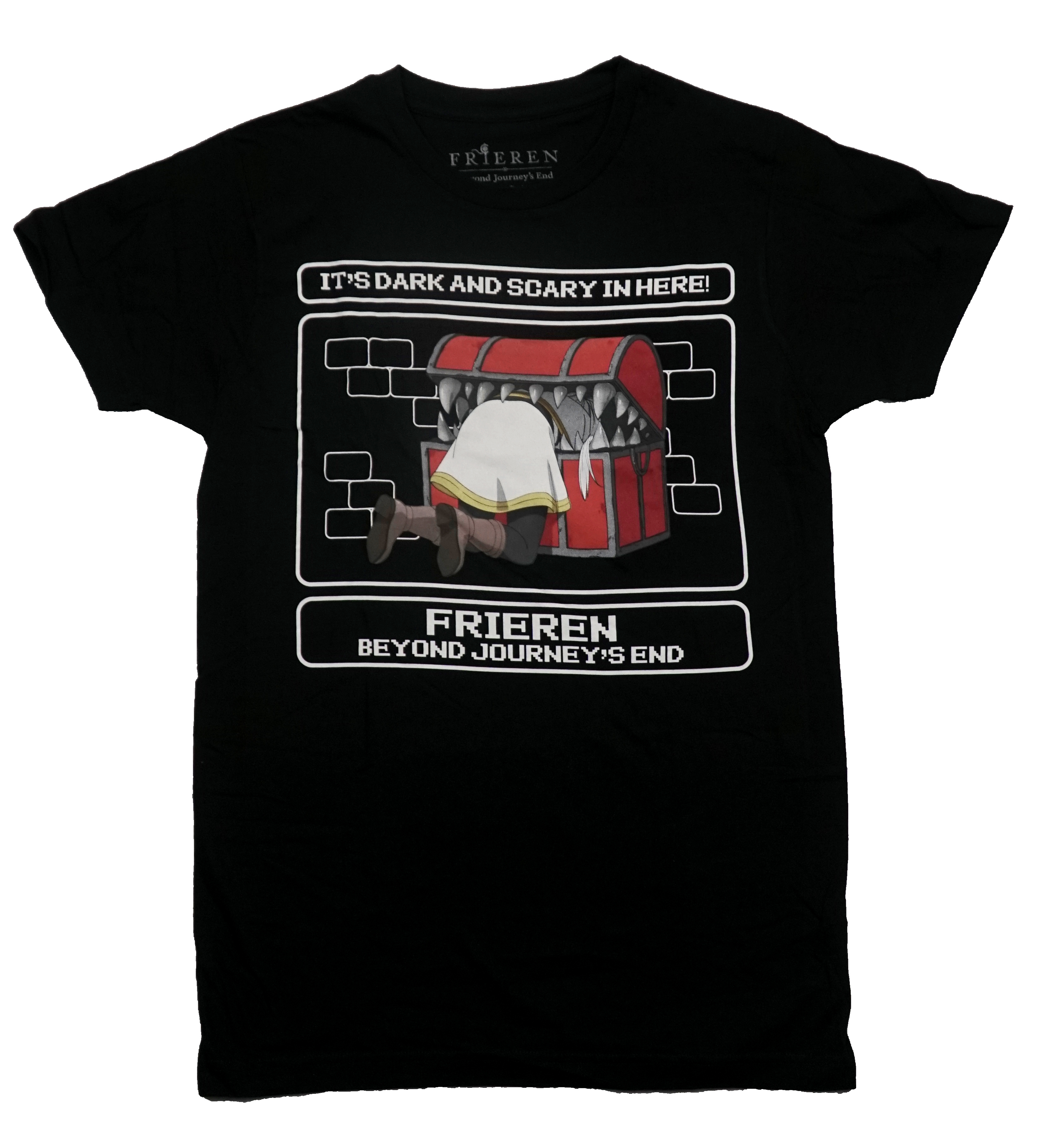 Frieren New Adult T-Shirt - Pixel Font It's Dark and Scary In Here