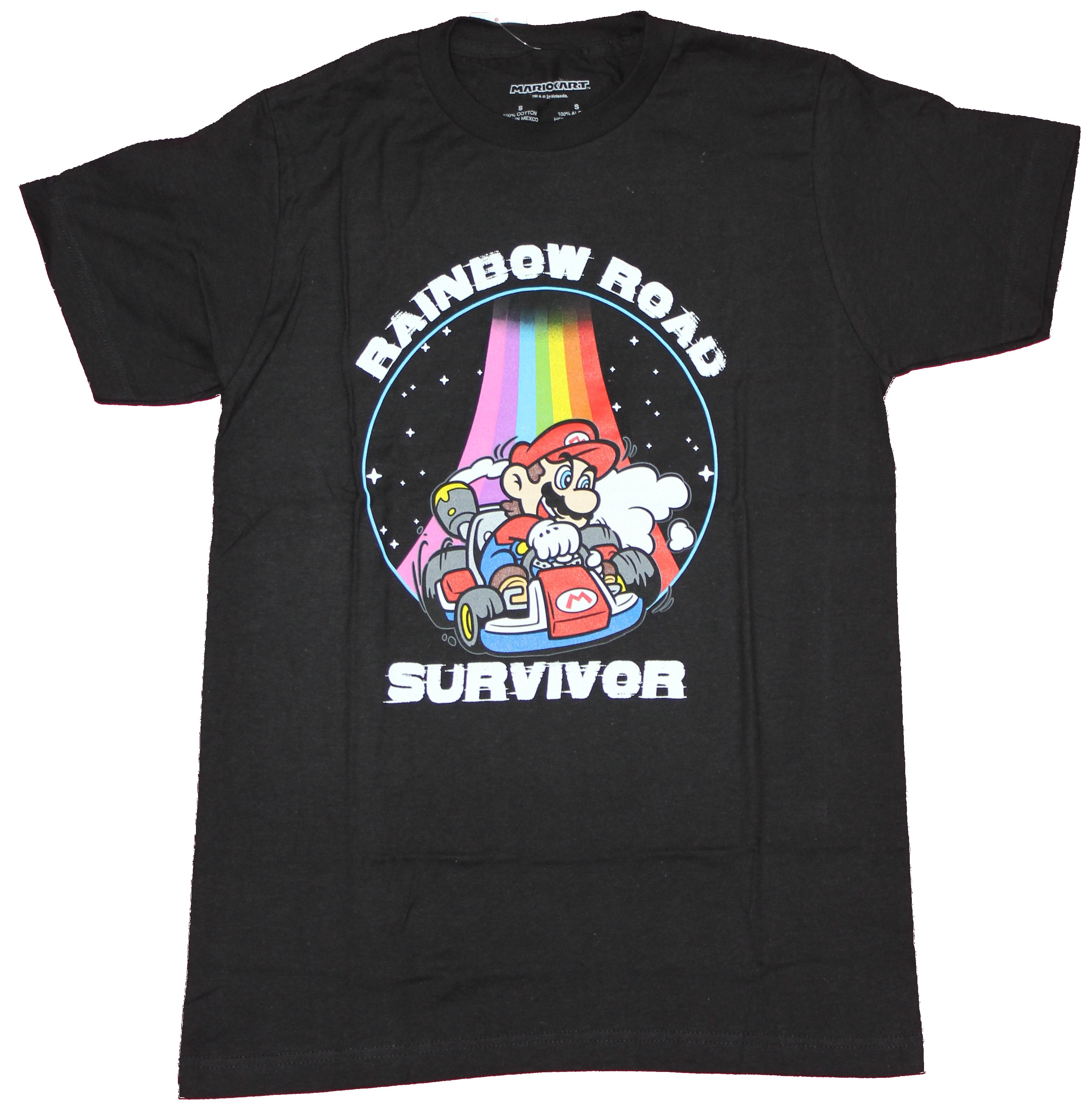 Mario Kart Mens T Shirt Rainbow Road Survivor Mario Rainbow Image Ebay