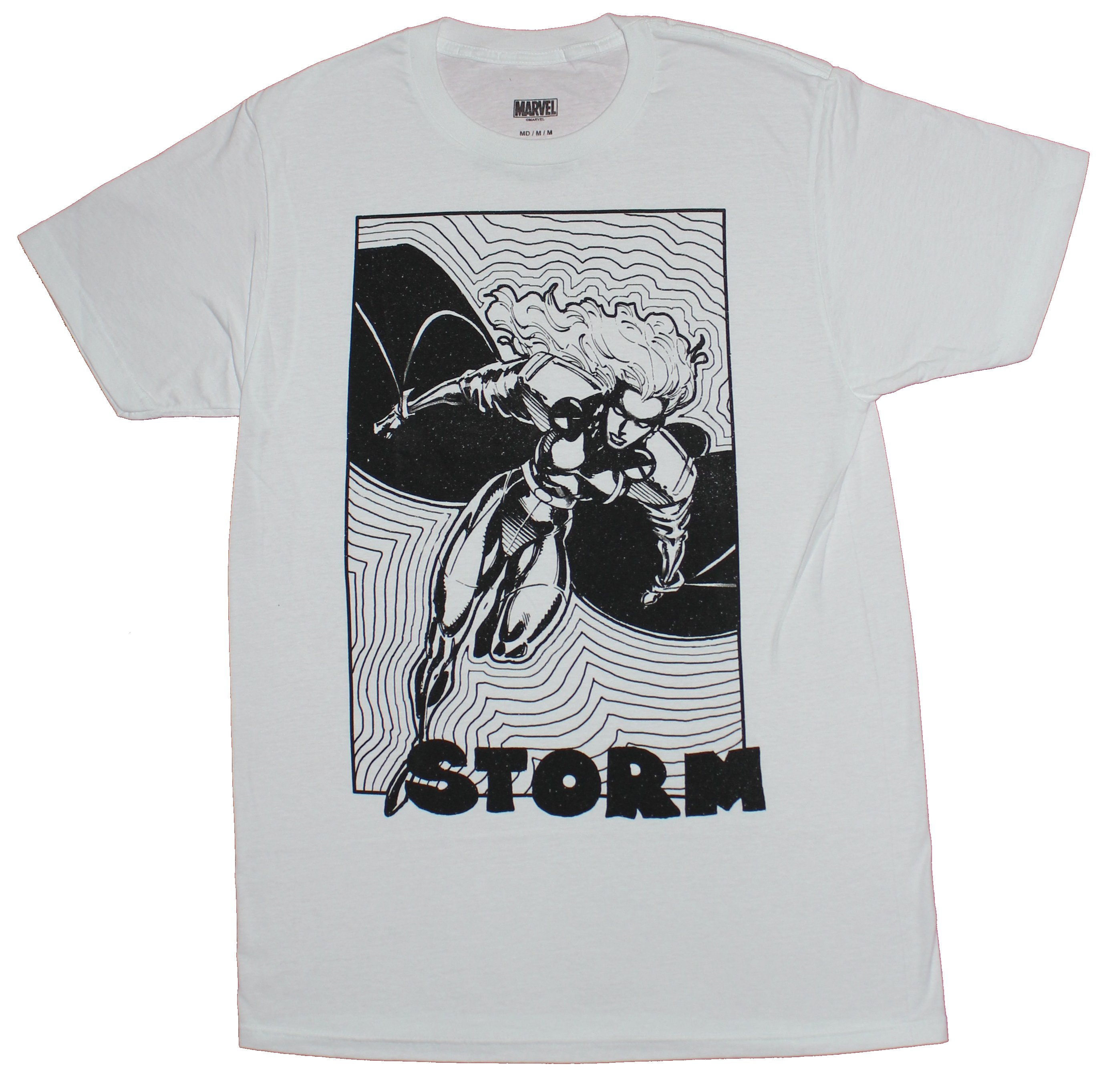 Storm of the X-men Adult New T-Shirt - Black & White Ouilined