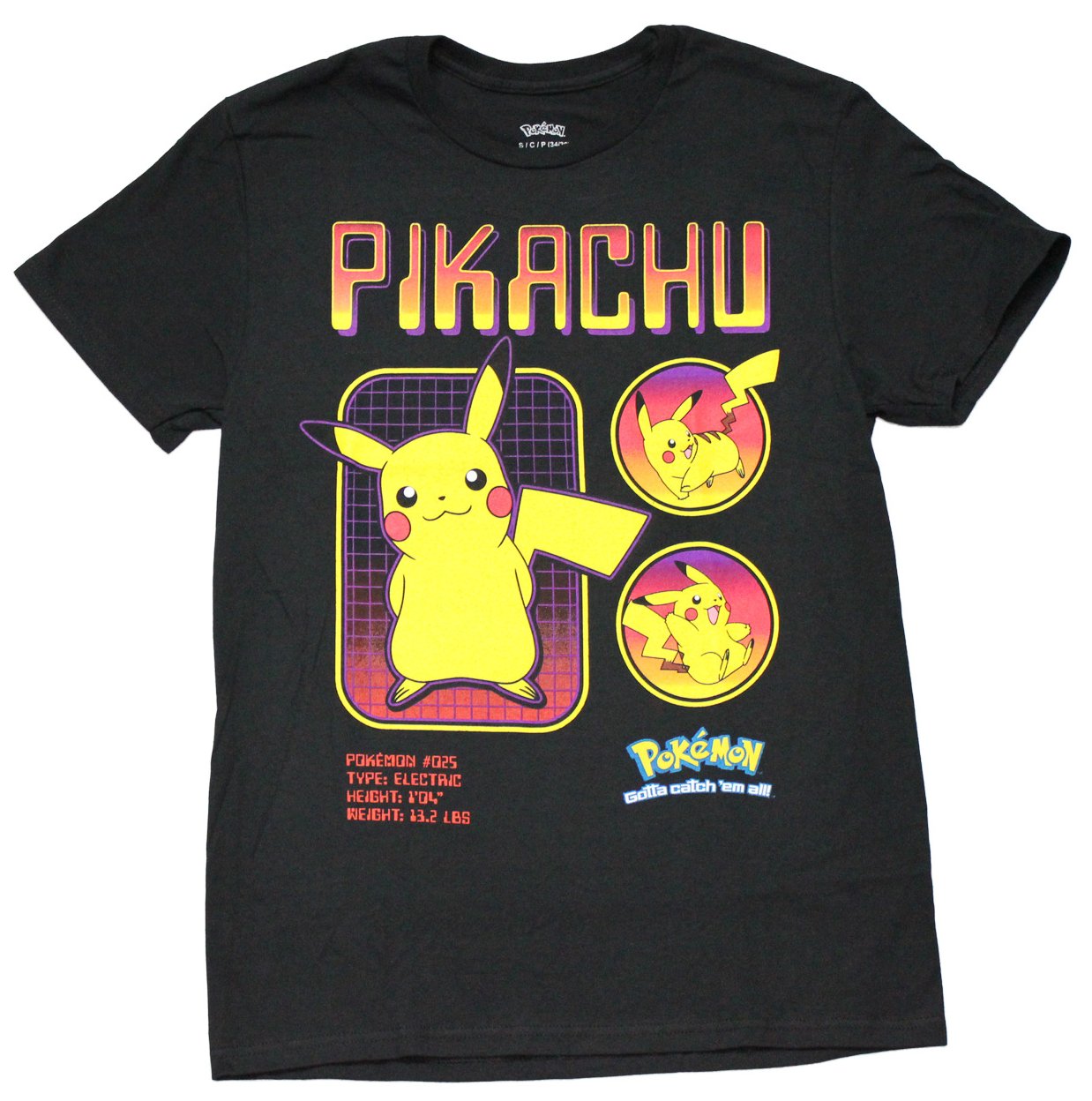 Pokemon New Adult T-Shirt - Pikachu Below Name Profile