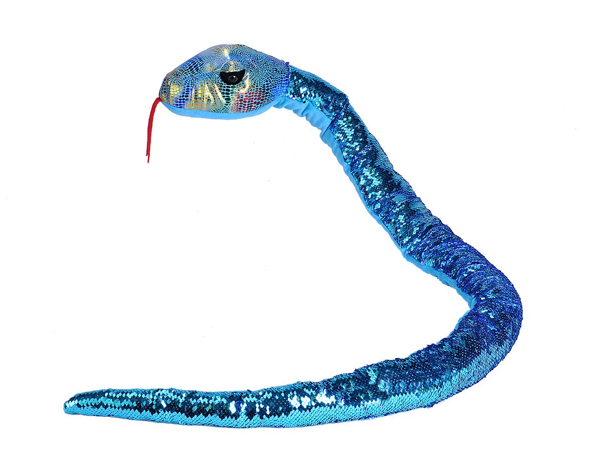 Wild Republic 54 Inch Sequin Snake Plush - Reversible Rainbow To Silver, Giant Stuffed Animal Toy For Kids
