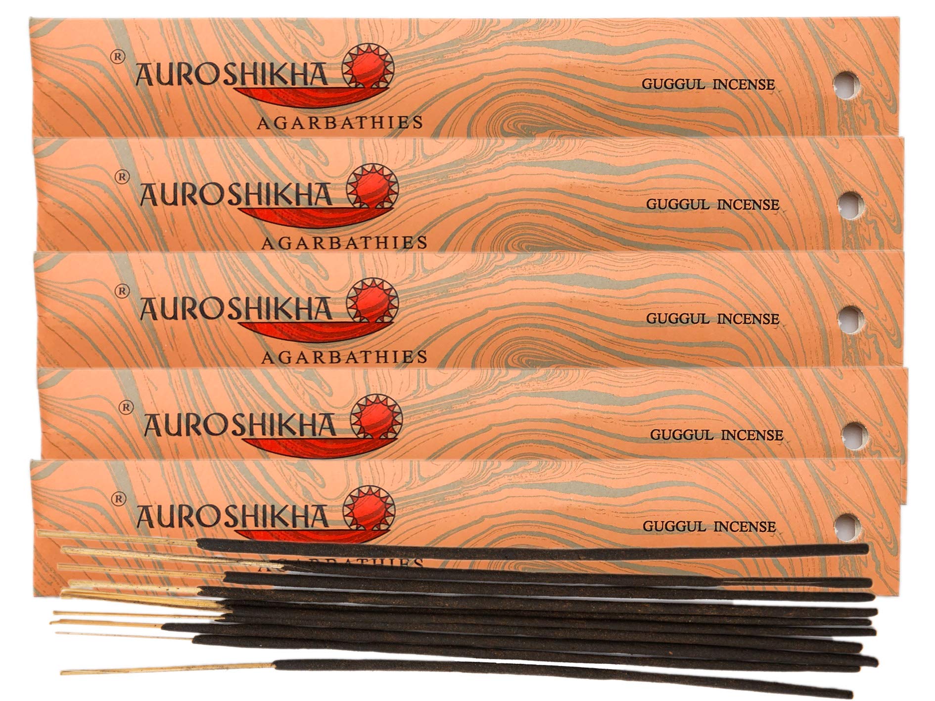 Auroshikha Räucherstäbchen Opium – Lot De 5 Packungen, Je Ca. 15 Stäbchen, 21 Cm Länge