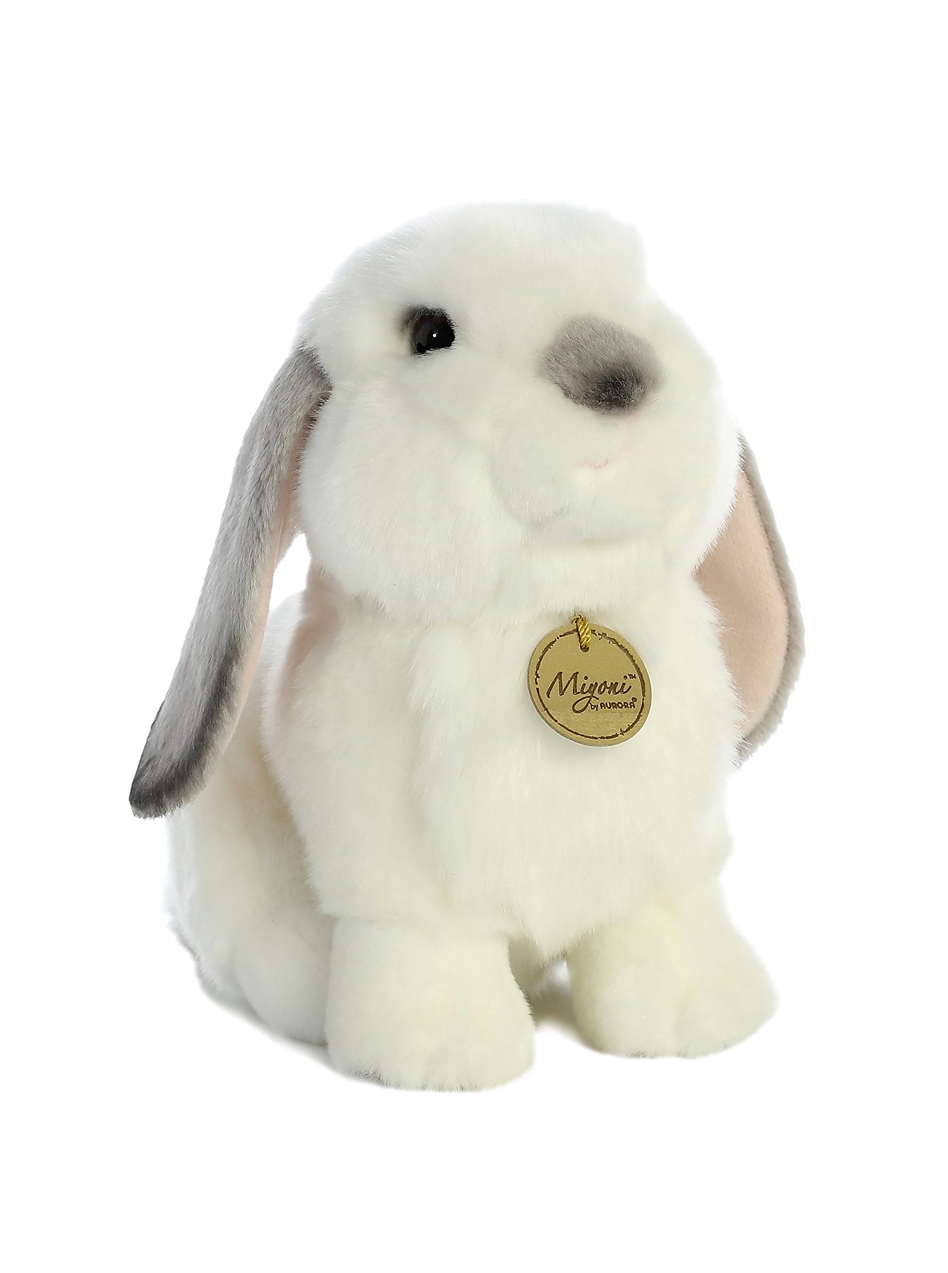 Aurora World Miyoni White Plush Lop Eared Rabbit with Gray Ears, Large ...