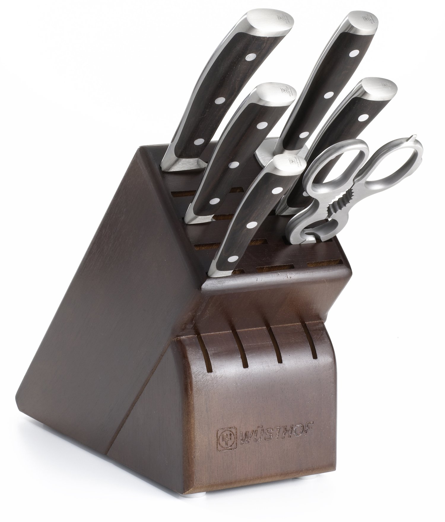 Wusthof Ikon 7Piece Knife Set with Blackwood Handles and Storage Block