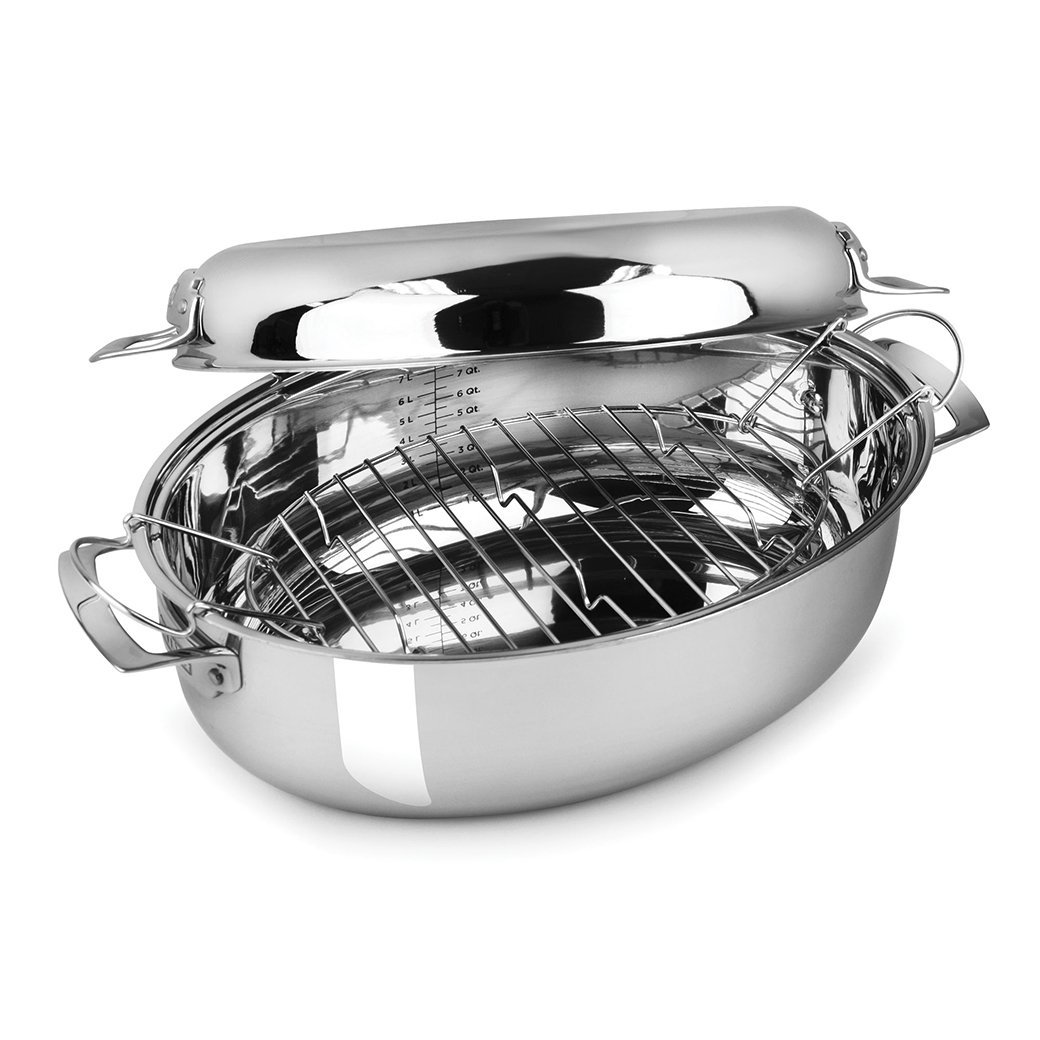 Viking 3-Ply Stainless Steel Oval Roaster with Induction ...