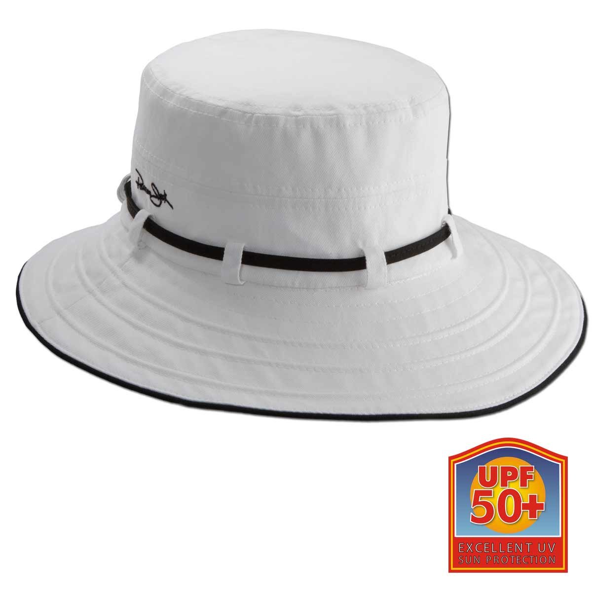 Panama Jack Women's Contrast Cotton Bucket Sun Hat with Sizing Tie, 3