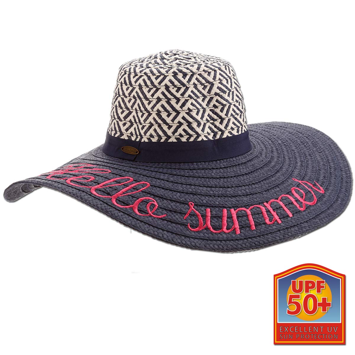 Panama Jack Women's Sun Hat Packable, Lightweight Paper Braid, UPF