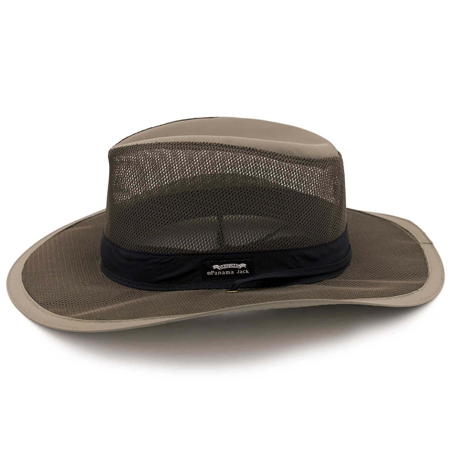 Panama Jack Mesh Crown Safari Sun Hat 3" Brim Adjustable Chin Cord SPF UPF 