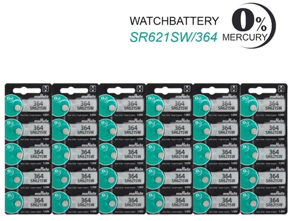 Genuine Murata 364 Sr621sw Ag1 Watch Battery Silver Oxide 0 Mercury 30 Pack Ebay