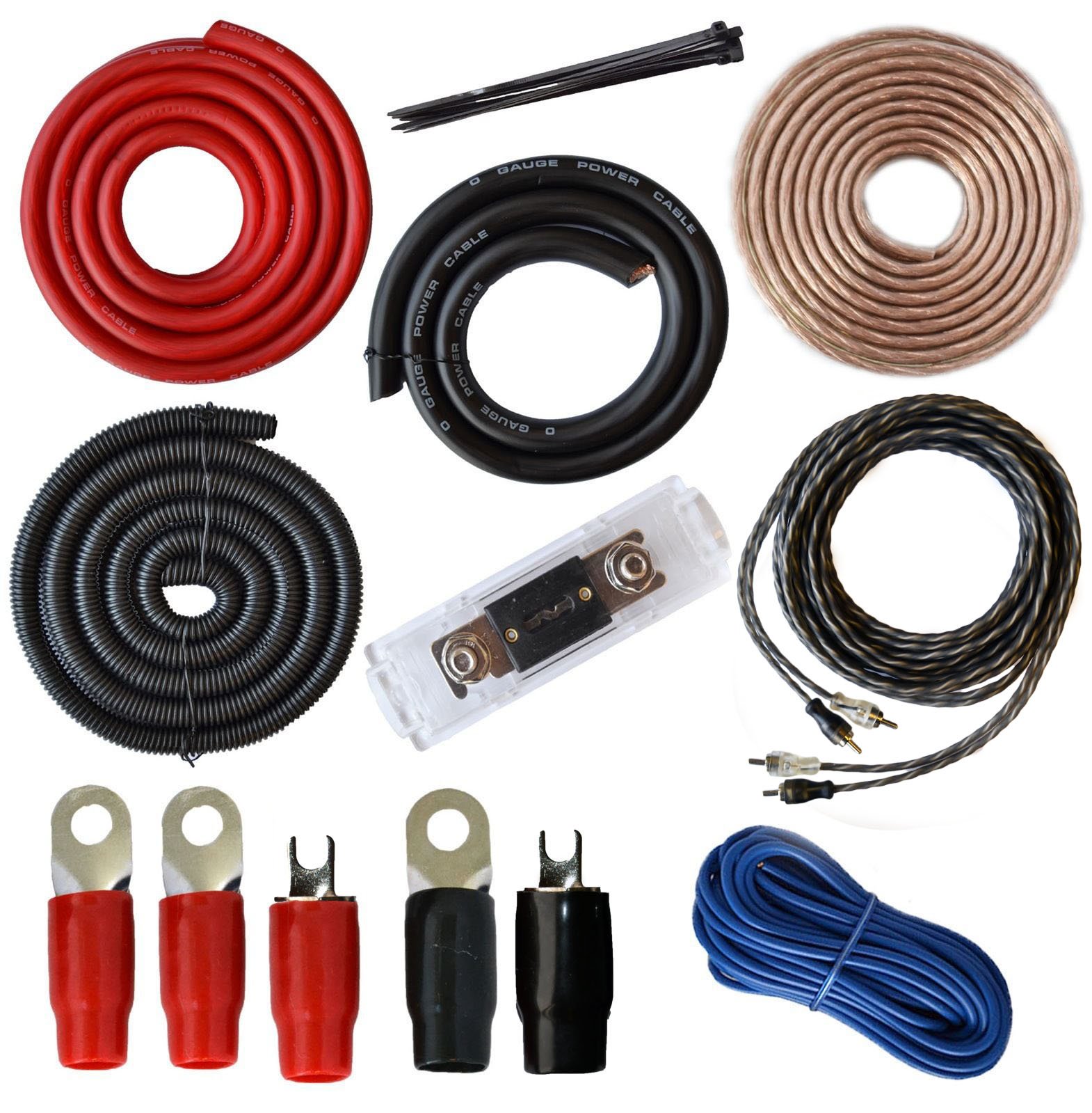 0 Gauge Amp Kit Amplifier Install Wiring Complete 0 Ga Installation Cables 5000W eBay