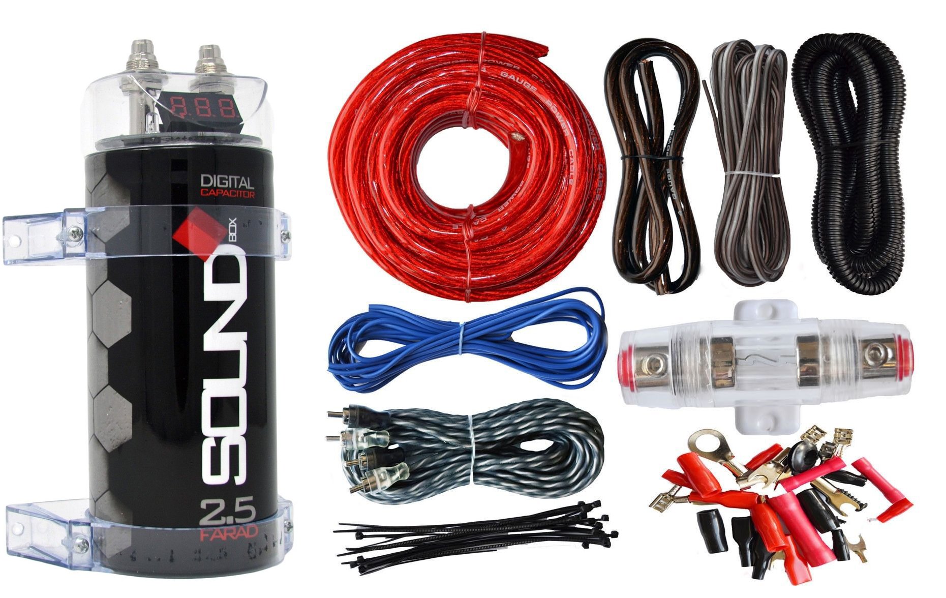 4 Gauge Amp Kit Amplifier Install Wiring & 2.5 Farad Digital Capacitor