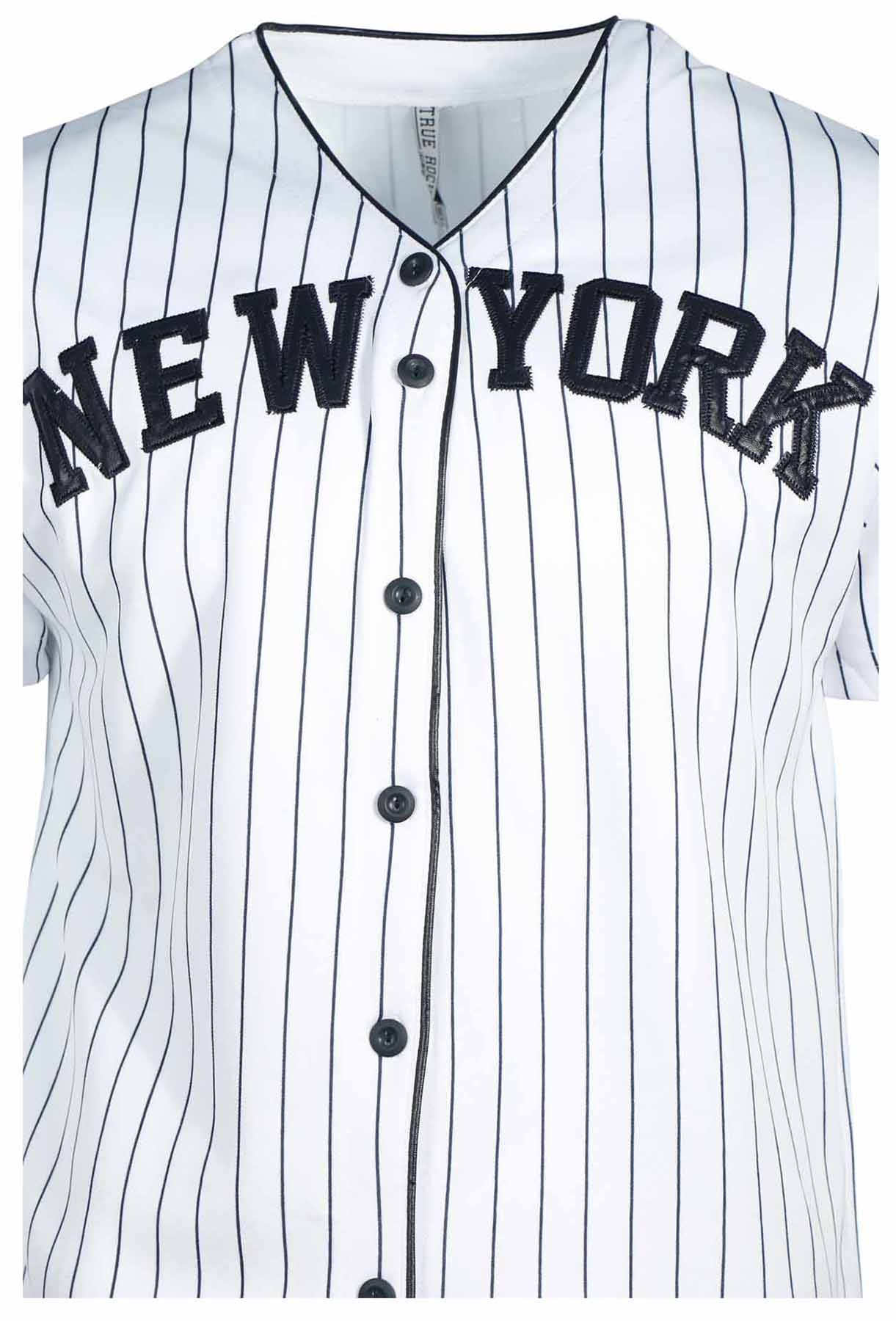 True Rock Men's New York Slim Fit Pinstripe Baseball Jersey