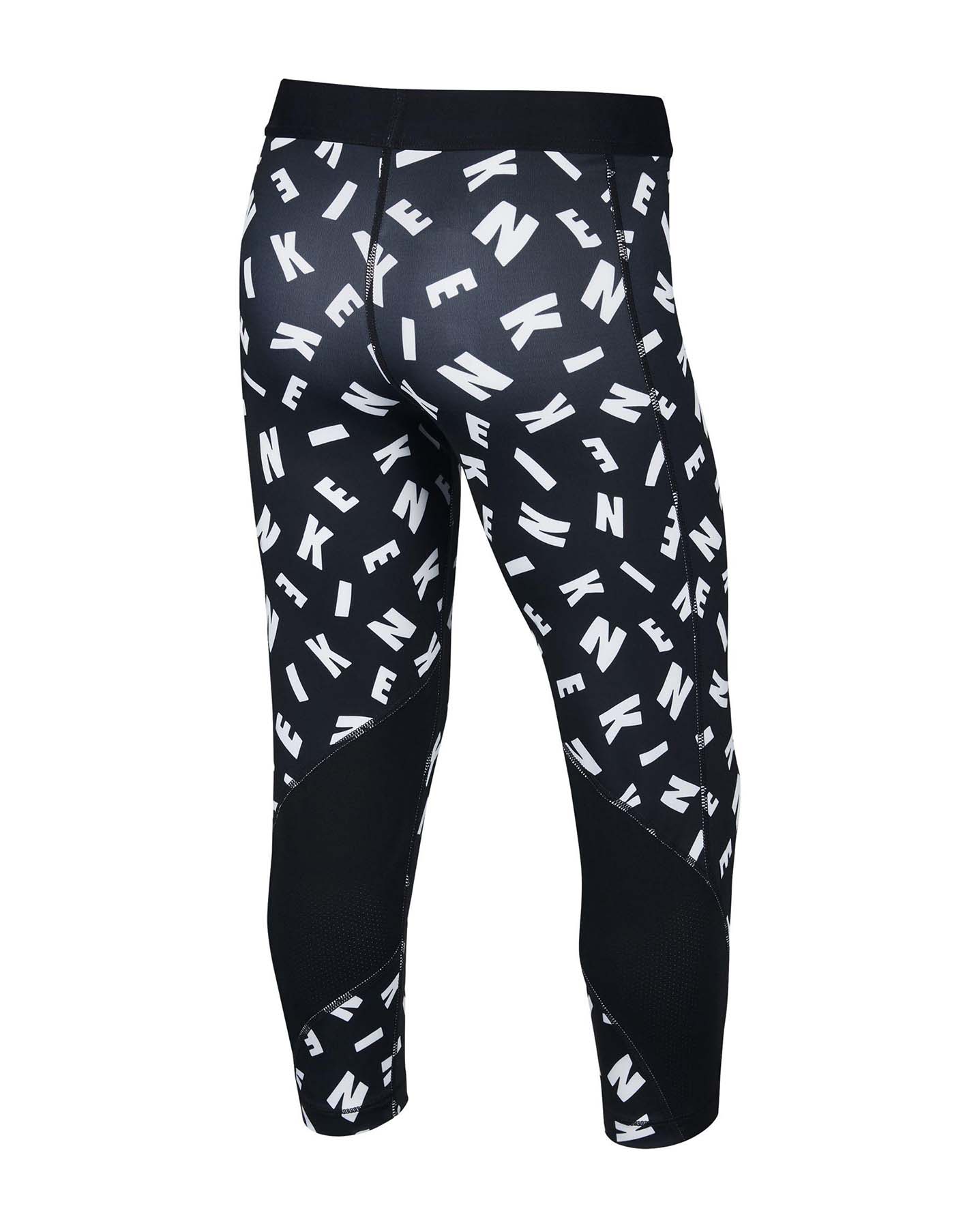 Nike Girl's Pro Dri-Fit Graphic Print Training Compression Tights Capris - Picture 3 of 5