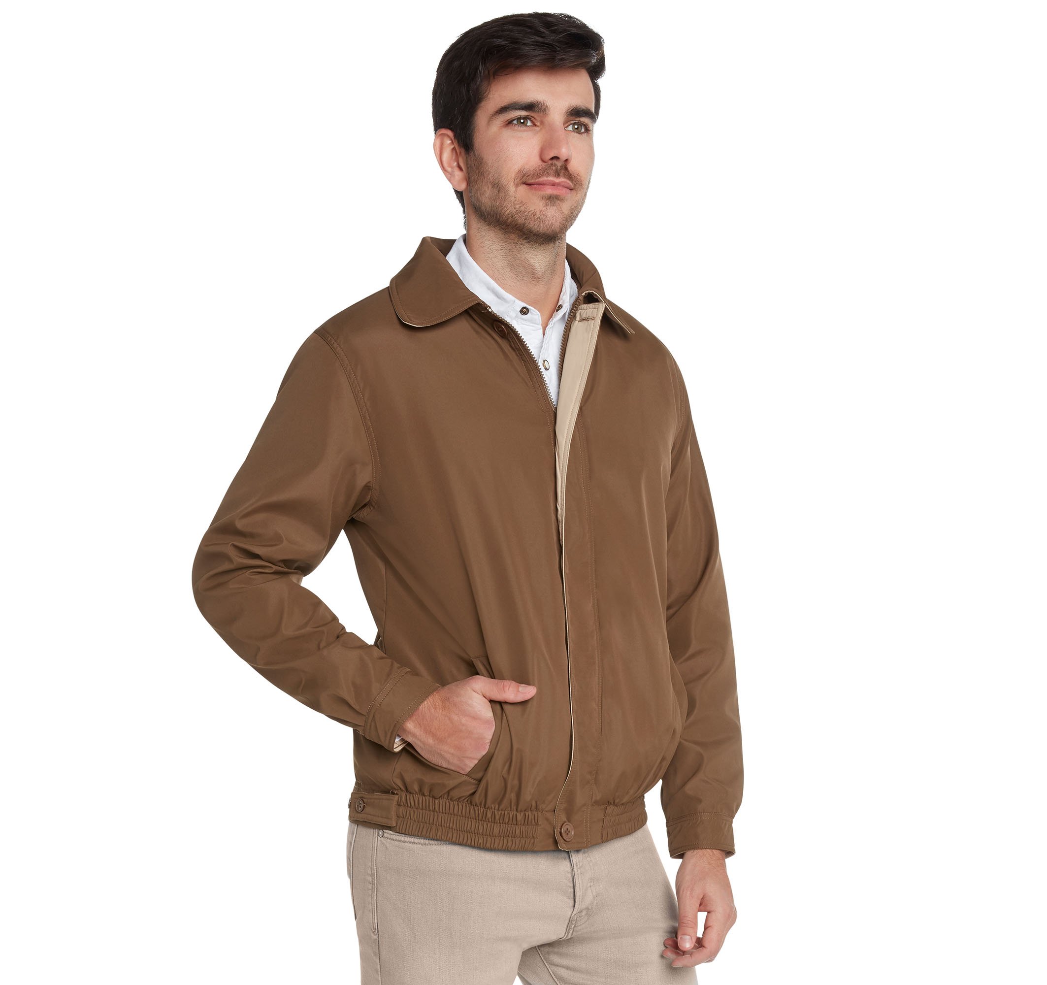 Men's Water Resistant Lightweight Paneled Harrington Jacket by 9 Crowns ...