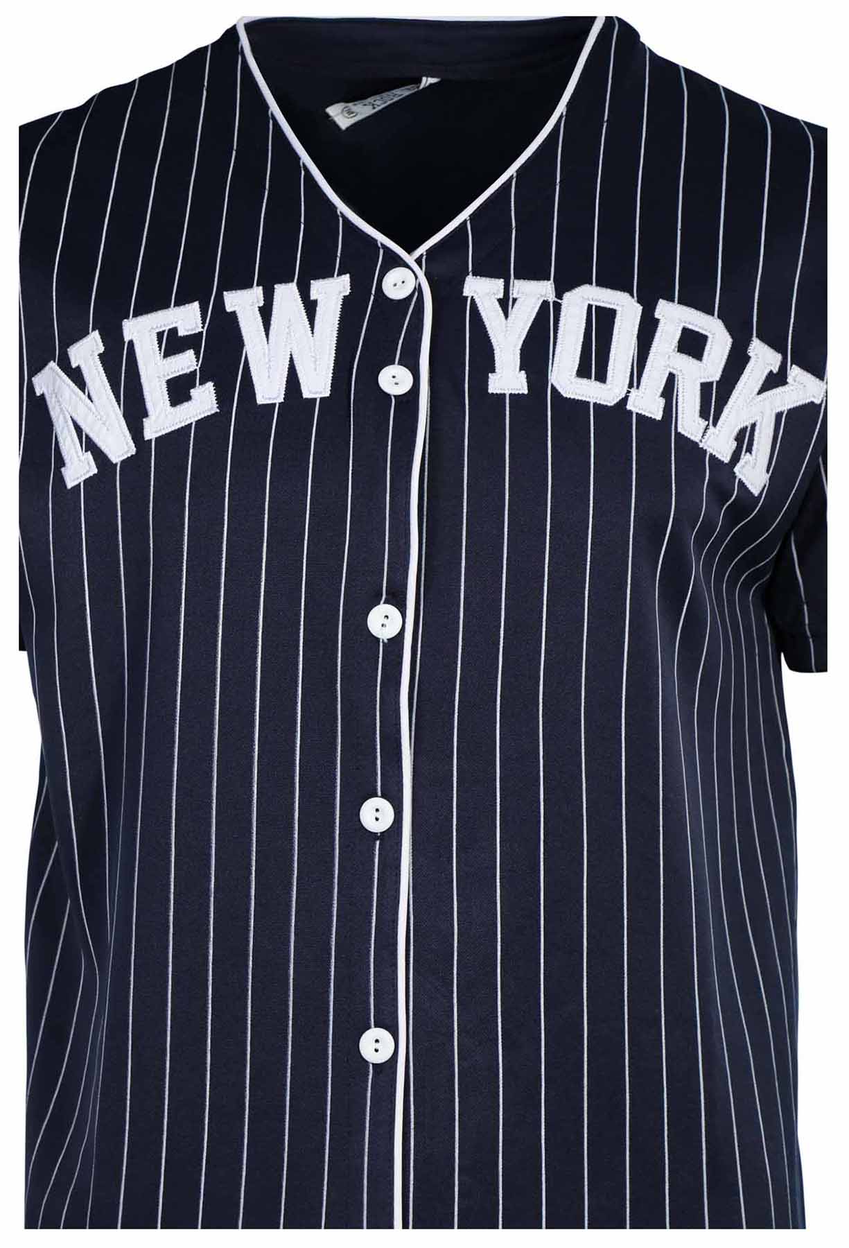 True Rock Men's New York Slim Fit Pinstripe Baseball Jersey (Navy