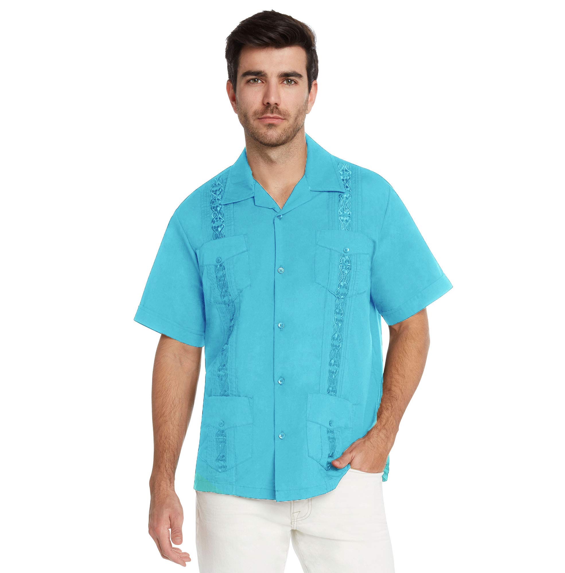 9 Crowns Essentials Men's Guayabera Button Down Shirt | eBay