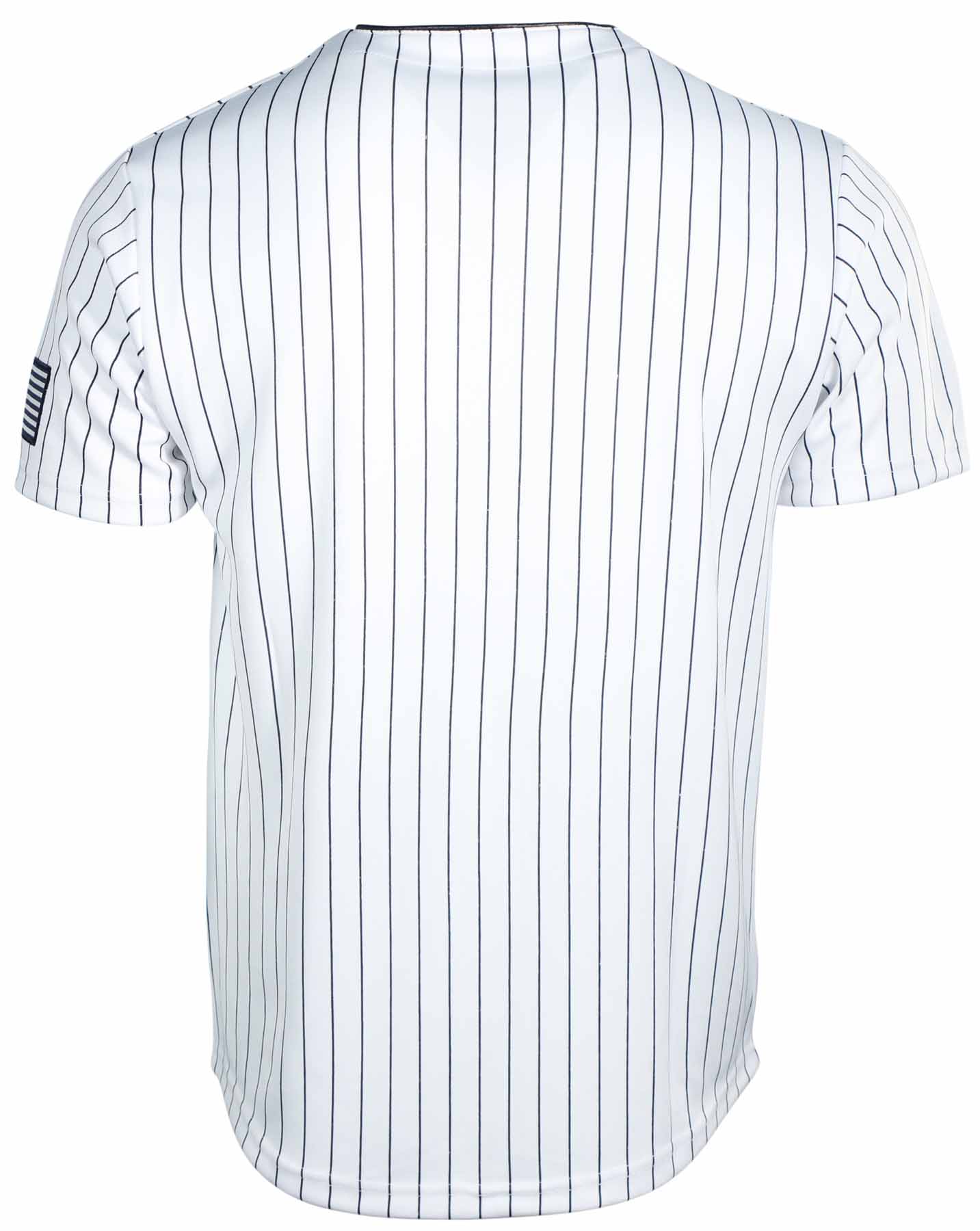 True Rock Men's New York Slim Fit Pinstripe Baseball Jersey (Navy/White,  Small) 