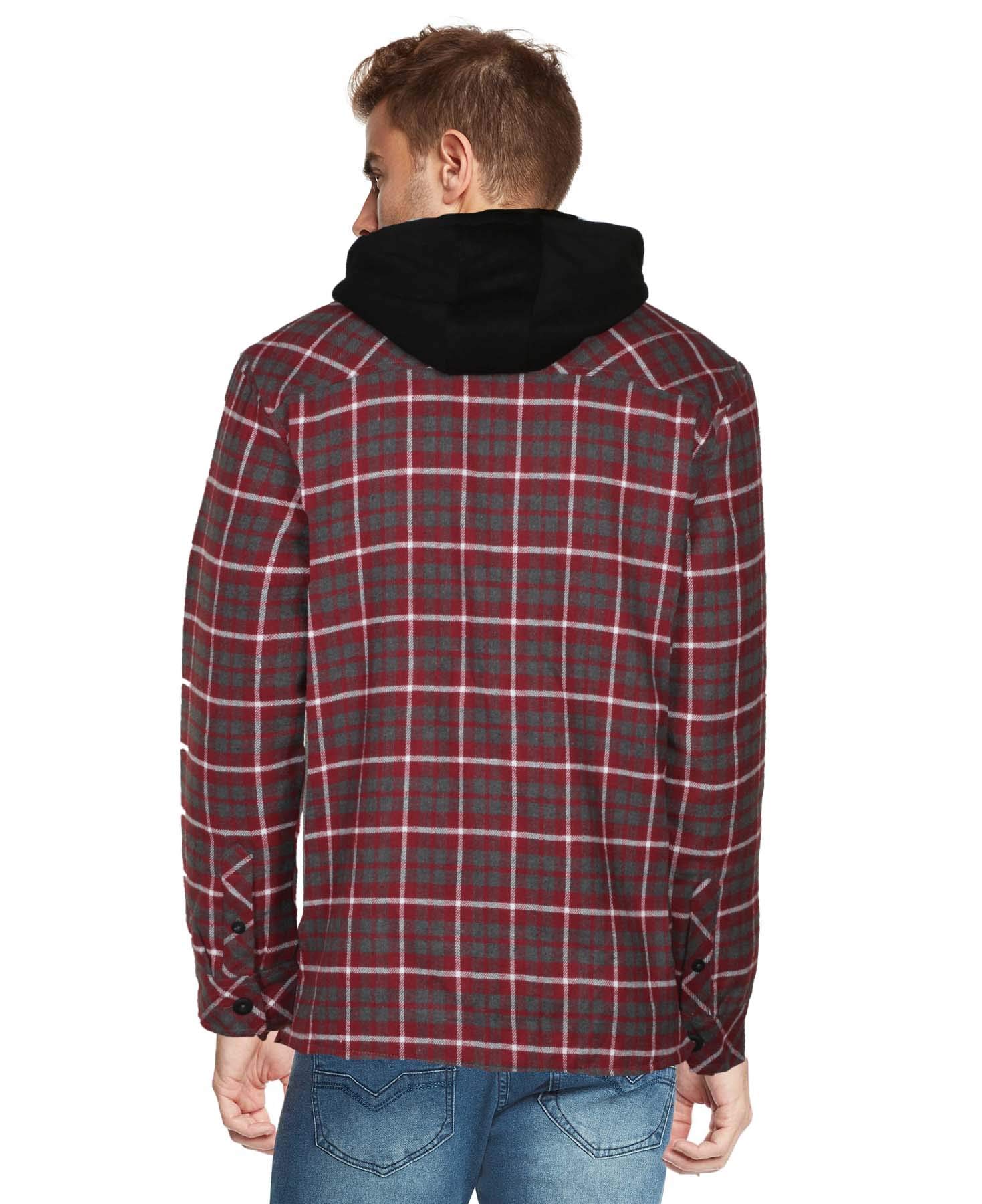 9 Crowns Essentials Sherpa  Lined Plaid  Flannel Hoodie  