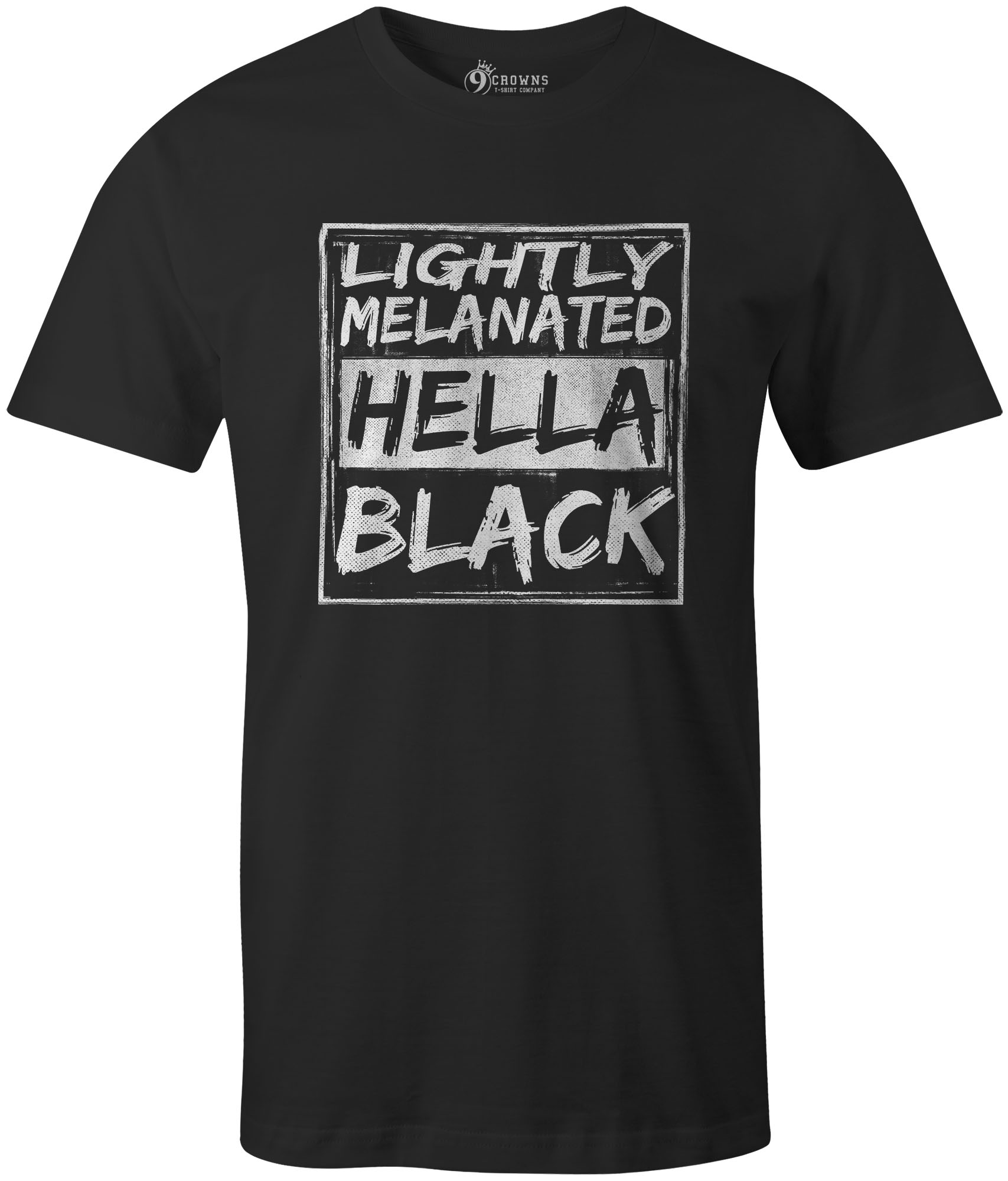9 Crowns Tees Lightly Melanated Hella Black Funny Graphic T-Shirt (Juniors  Charcoal, X-Large)