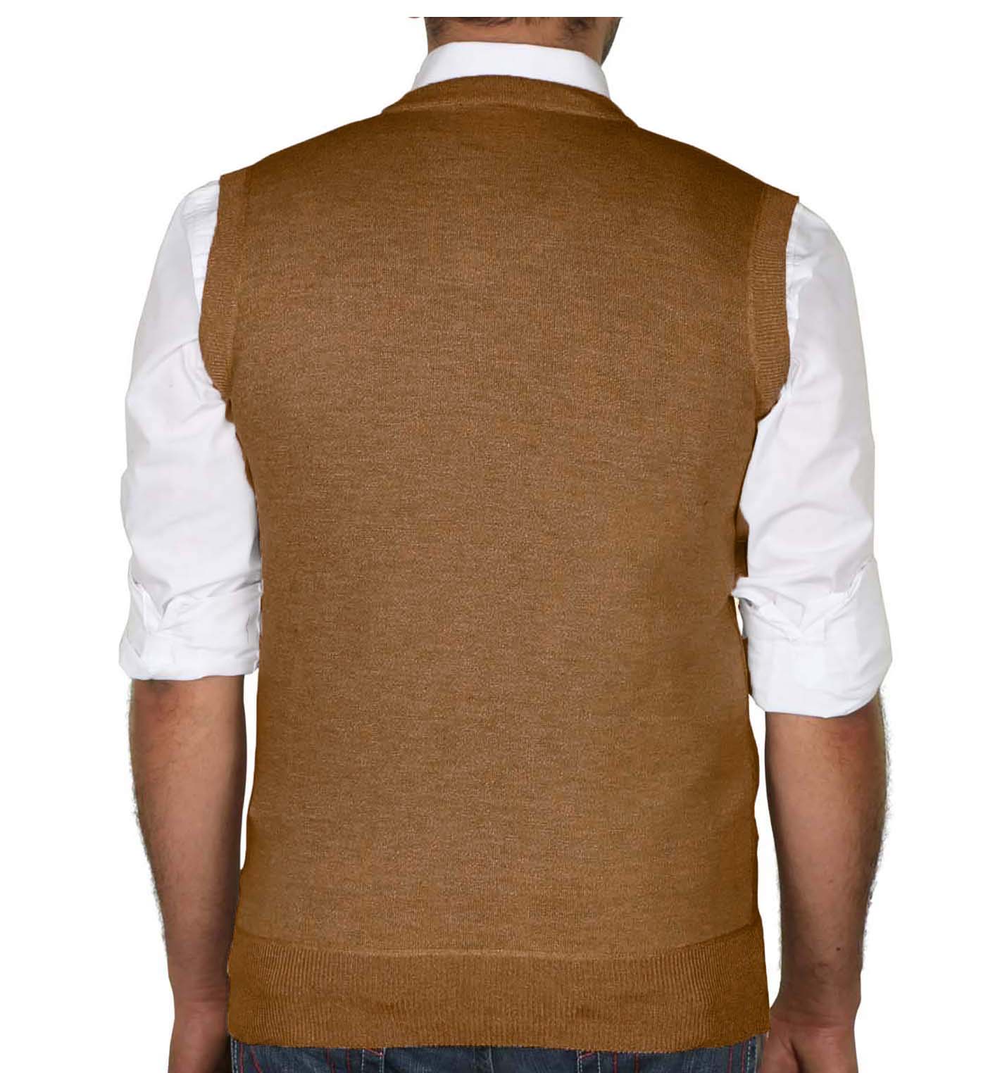 brown v neck sweater vest