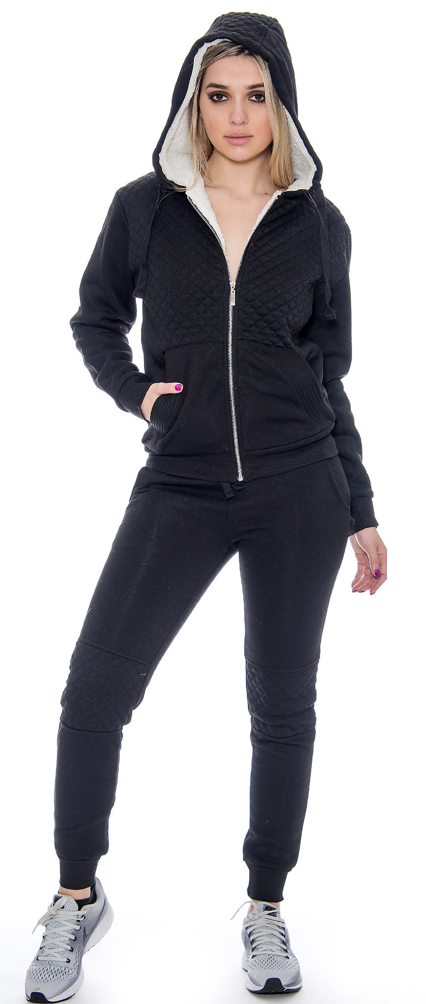 Sherpa Lined Tracksuit Sweat Pants Set 